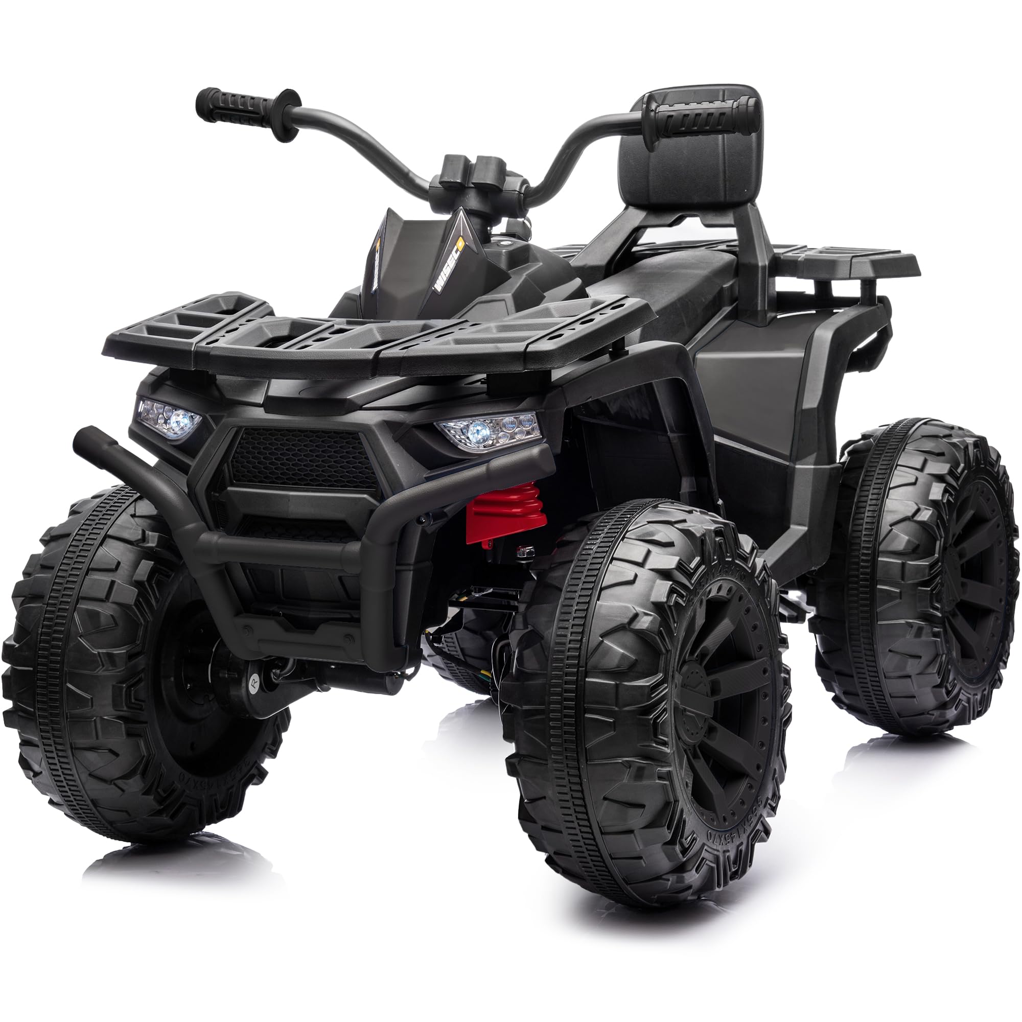 Hikiddo Kids ATV 4 Wheeler, 24V 4WD Electric ATV Ride On Toy for Big Kid with 2-Seater, 4x200W Motor - Black