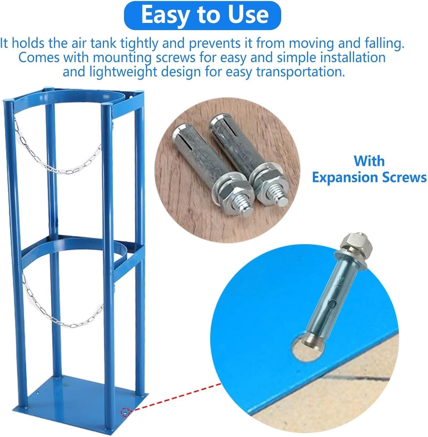 Genérico Soporte para bombonas de Gas de Alta Resistencia con Cadena de Seguridad, Estante de Acero Reforzado para Almacenamiento de bombonas de Gas propano y CO2 (Ø18 cm/45 x 20 x 60 cm)