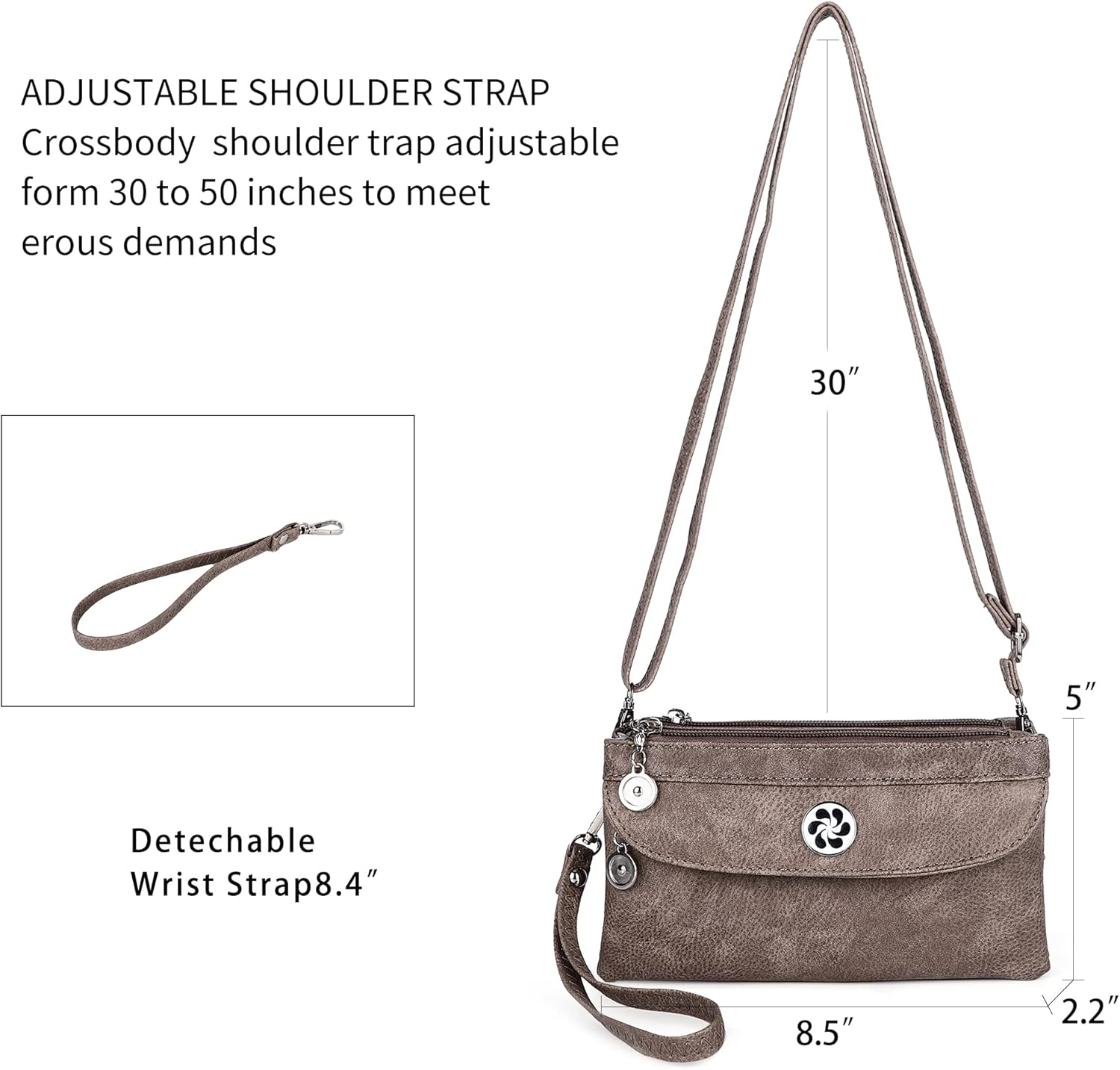 Angel Kiss Crossbody Bags Small Purses for Women Vegan Leather Cell Phone Wallet Purse with Wristlet Strap - Image 3