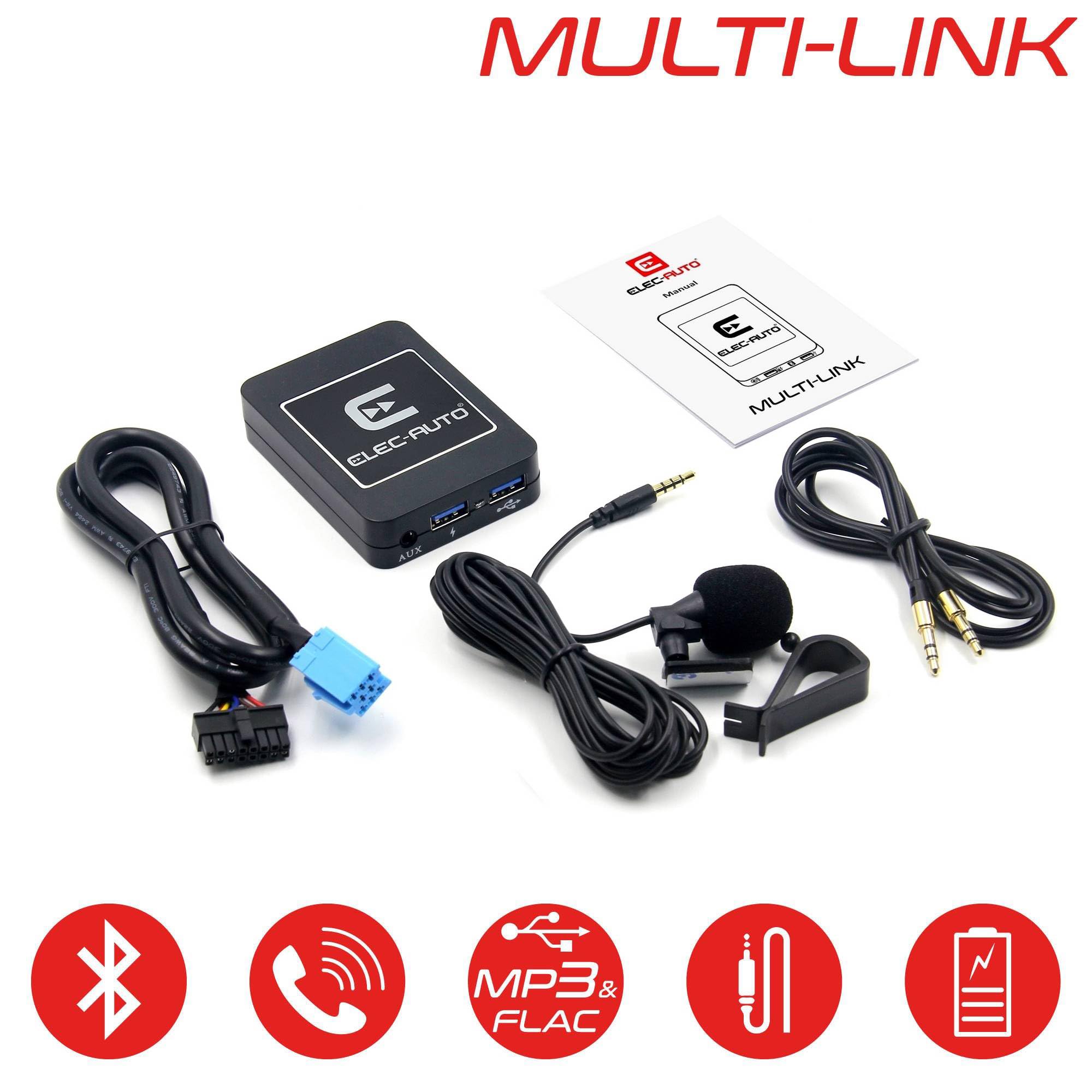 Interfaz Bluetooth - USB MP3 - Auxiliar para el Coche Renault | Kit de transmisión de Audio a Manos Libres | Cargador | Jack Jack | Carcasa Oculta | Accesorio para la Radio del Coche | Accesorio para