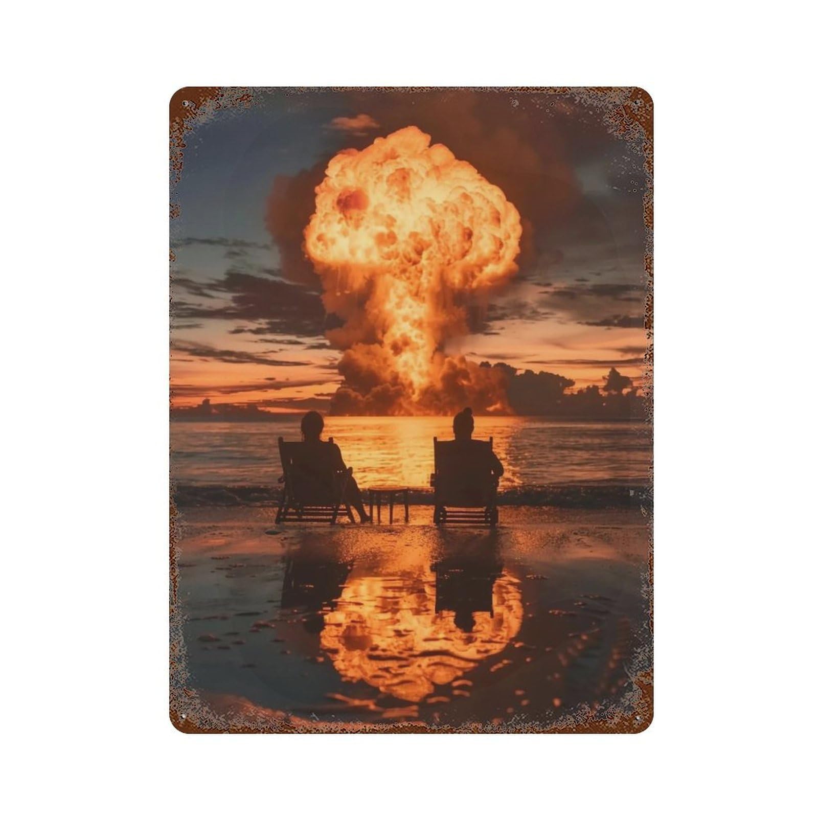 WUJHGRSG Beach Apocalypse 01 Wall Art Retro Iron Vintage Metal Tin Sign Poster Modern Decor for Home Cofffee Club Bar Shop Style 40x30cm