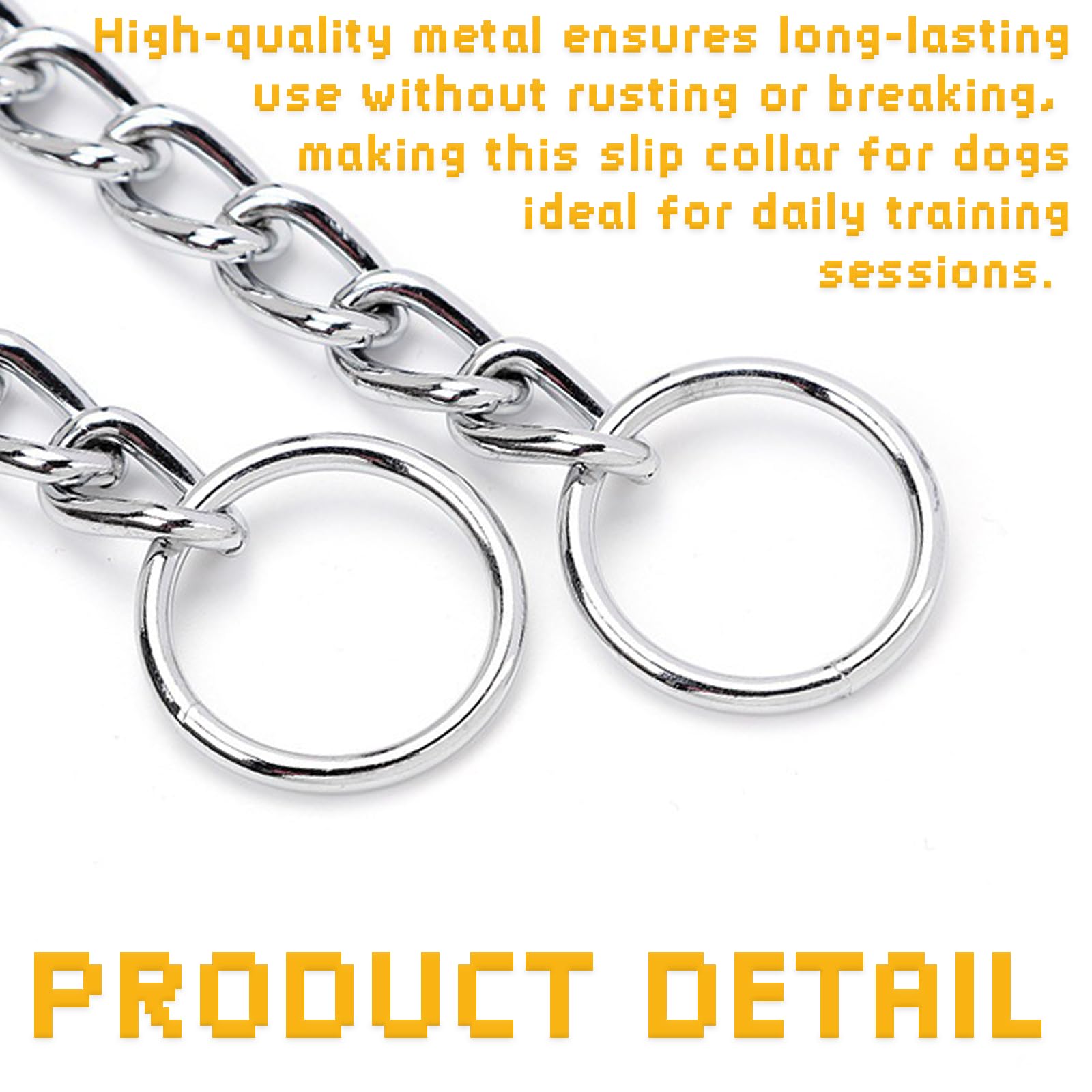 Slip Collar for Dogs Durable Metal Dog Chain Collar, 3mm Thick Flat Chain Design, Adjustable Up To 46cm Neck - Image 3