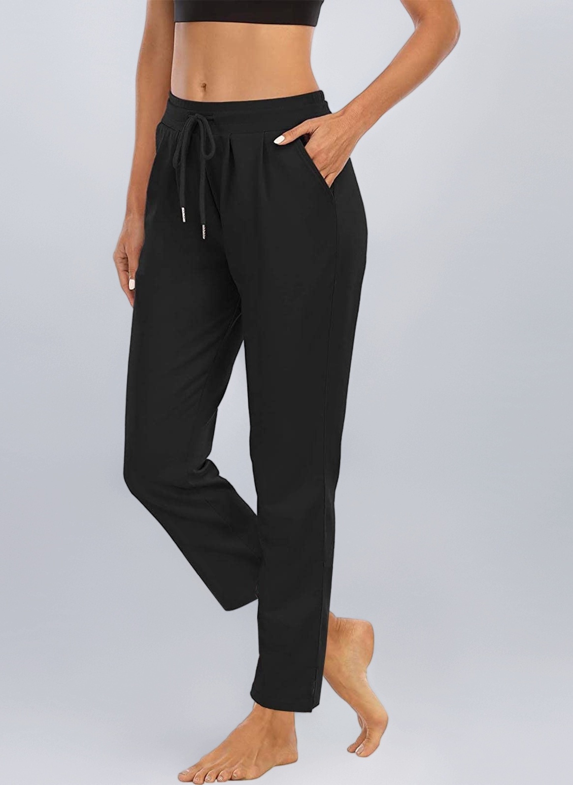 Women's Yoga Joggers UK Sale Clearance Lightweight Plain Tracksuit Bottoms Sport Pants Running Joggers with Pockets Solid Sweatpants Tapered Leg Drawstring Trousers Sweat Pants Ladies