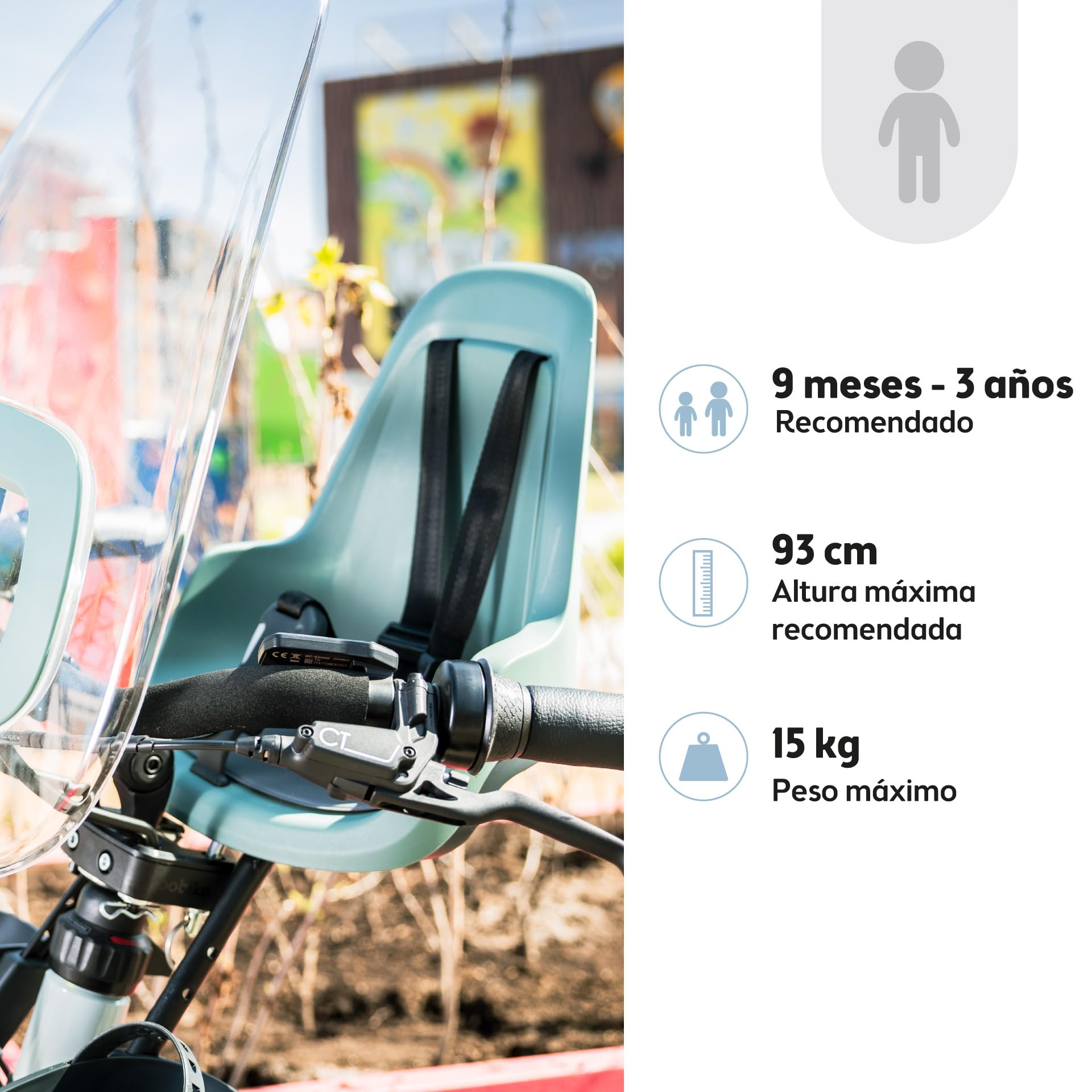 BOBIKE Go Mini Front Bike Seat for Babies and Children for Steering Tube – Safe, Adjustable, Comfortable, and Stylish for Babies 9 Months to 3 Years, Up to 15kg