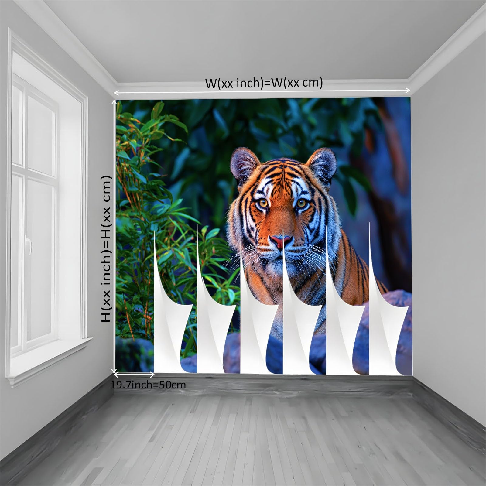 Fototapeta tygrys zwierzęcy 250 x 175 cm, tapeta ścienna, tapeta z włókniny, plakat fotograficzny, nowoczesna dekoracja ścienna, do sypialni, salonu, pokoju dziecięcego, efekt panoramiczny 3D
