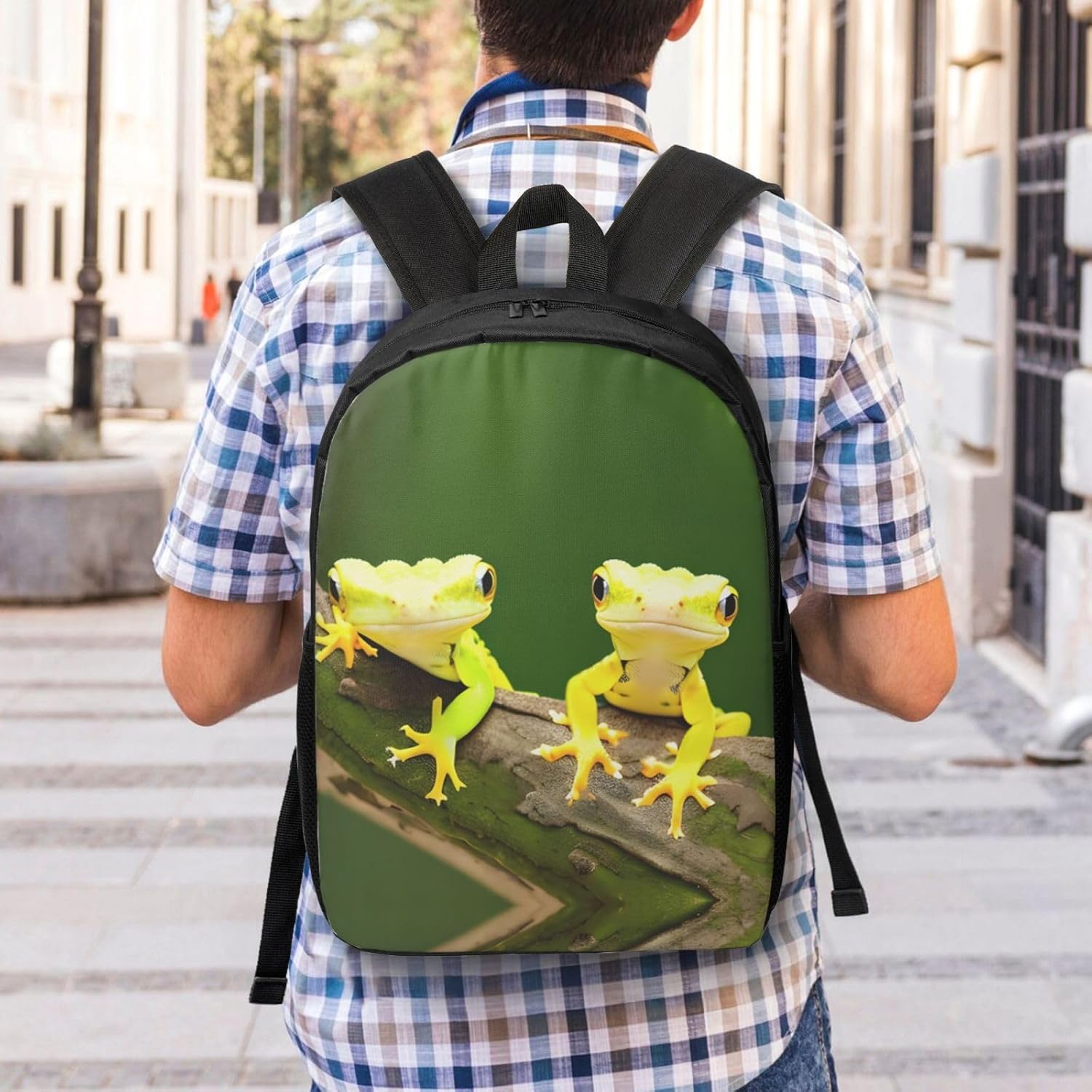Two Geckos Print Travel Laptop Backpack,Business Work Bag, Campus Rucksack Book Bag For Men Women