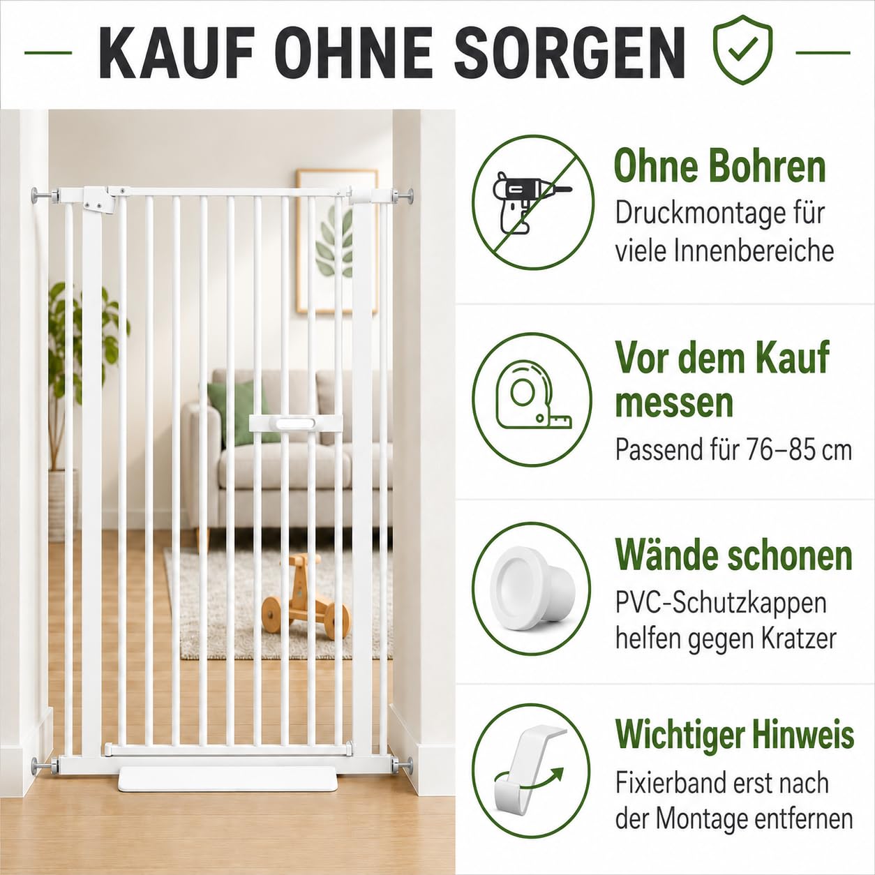 Türgitter 150cm ausziehbar mit Einhandgriff und Selbstschluss