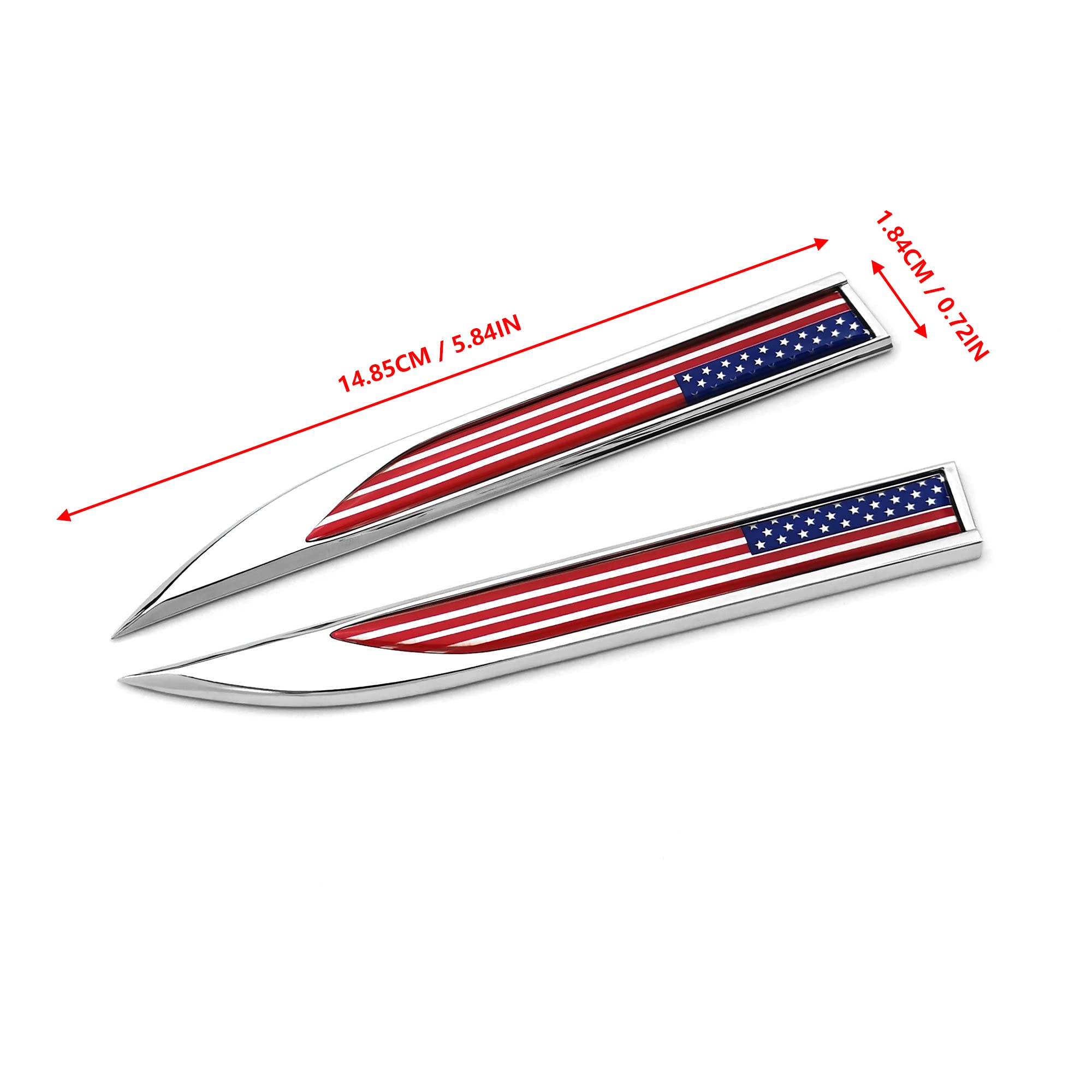 PTDecals 1 paio di adesivi con bandiera degli Stati Uniti, in metallo con bandiera degli Stati Uniti adesivi grafici distintivi per veicoli motore auto bagagliaio portellone posteriore