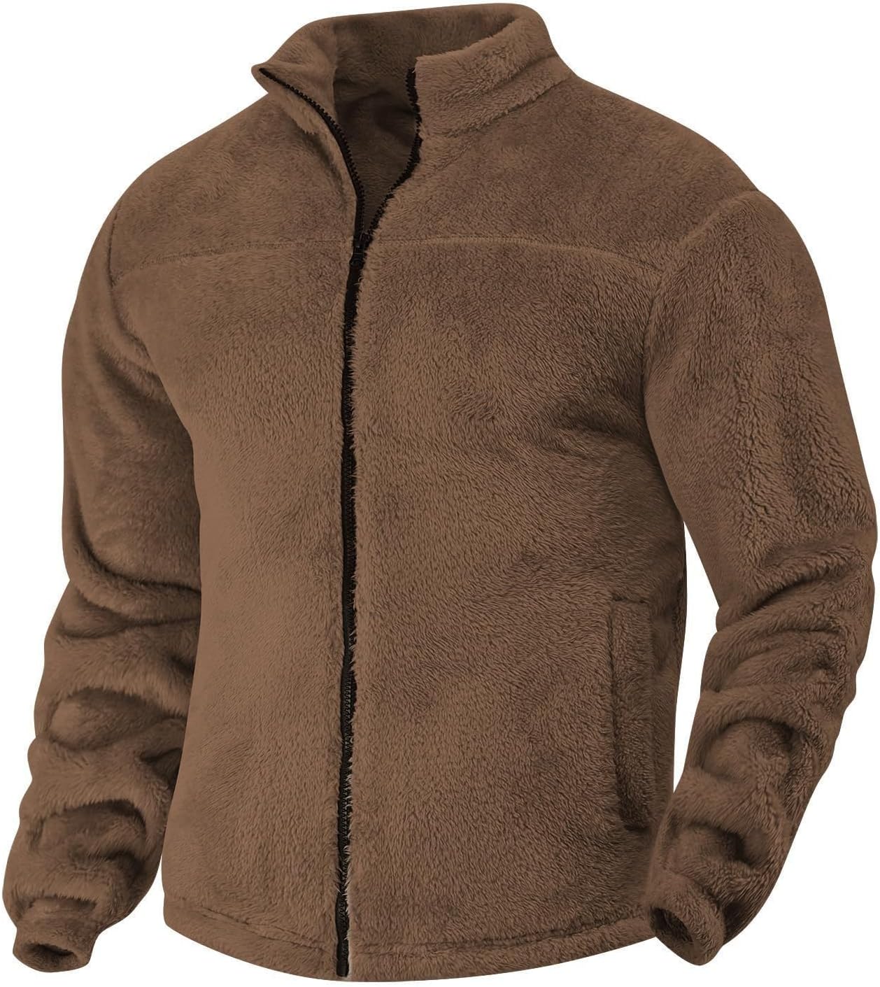 Mens Heavyweight Fleece Full Zip Sweatshirt Warm Solid Color Winter Casual Comfortable Hoodies with Pocket
