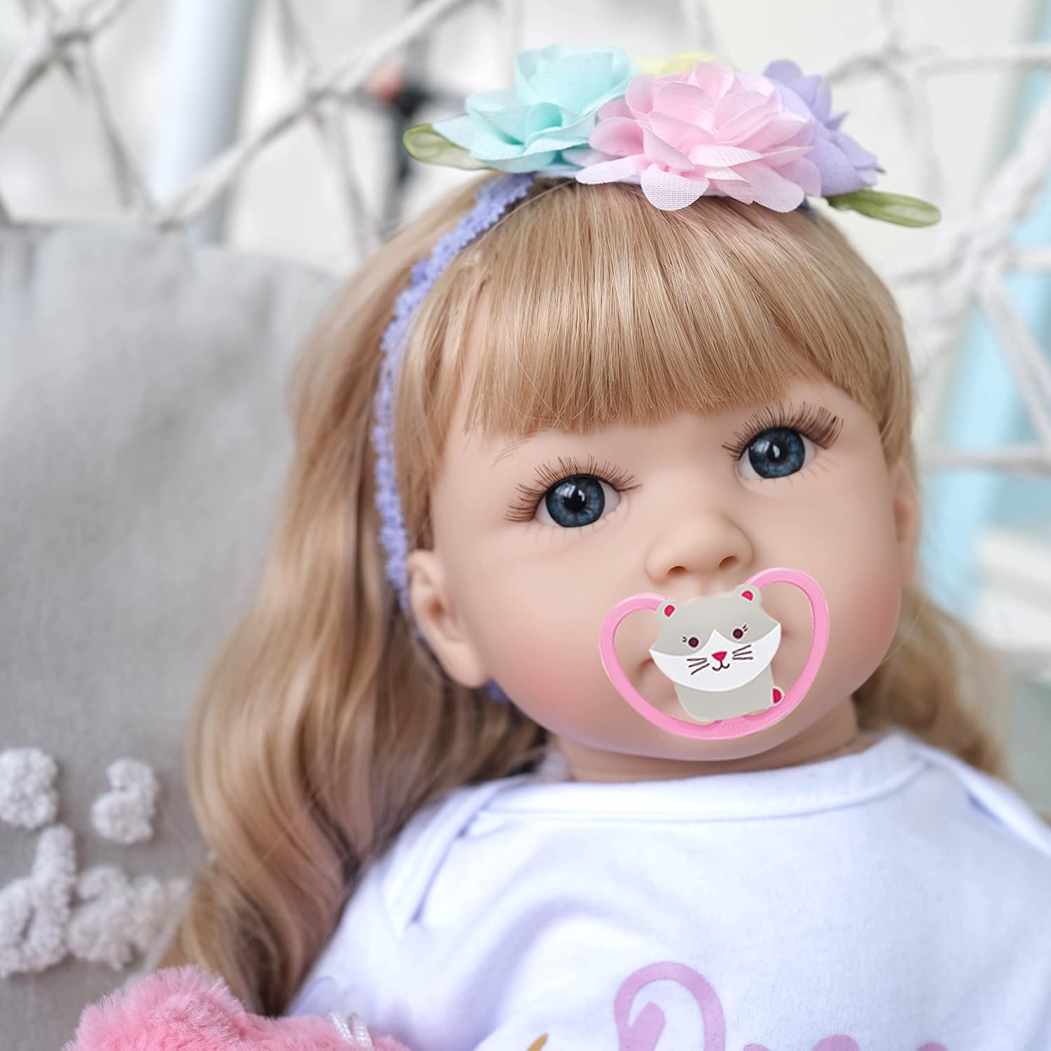 Zero Pam Lifelike Reborn Girl Dolls Realistic Toddler Girl 24 Inch 60cm Real Looking Newborn Doll Weighted Soft Silicone Baby with Beautiful Pink Dress Handmade Toys for Kids