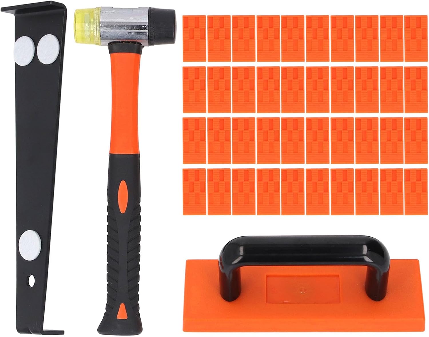 WALFRONT Small Double Sided Mallet Hammer, Pull Bar & Tapping Block Set for Laminate, Hardwood Flooring Installation Kit with 40 Spacers for Home and Professional Use