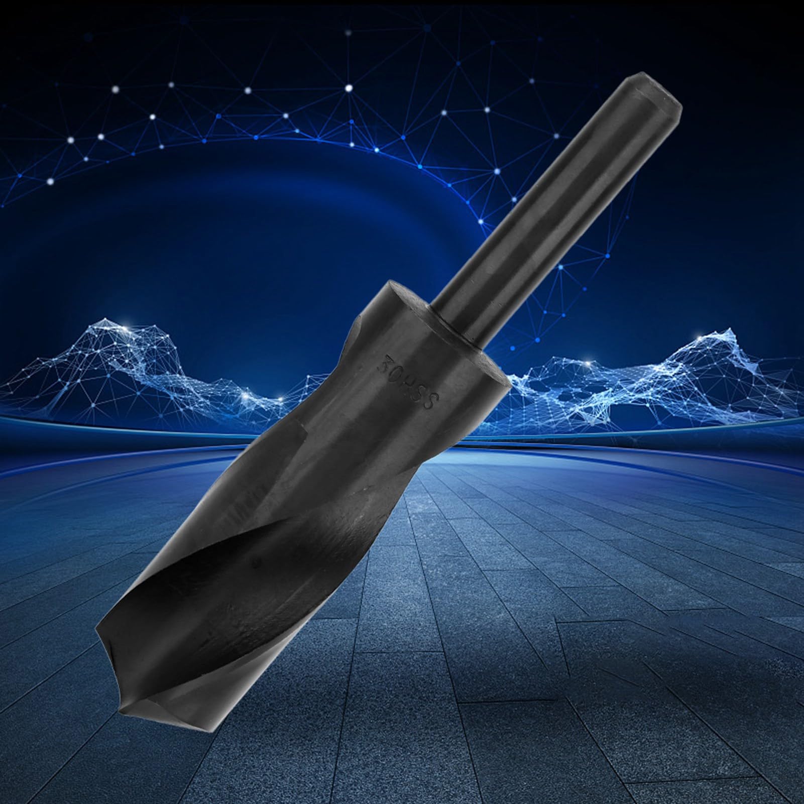 Broca de mango redondo negro de 1/2 pulgada Herramienta de broca helicoidal de acero de alta velocidad para materiales de metal y madera(30mm)