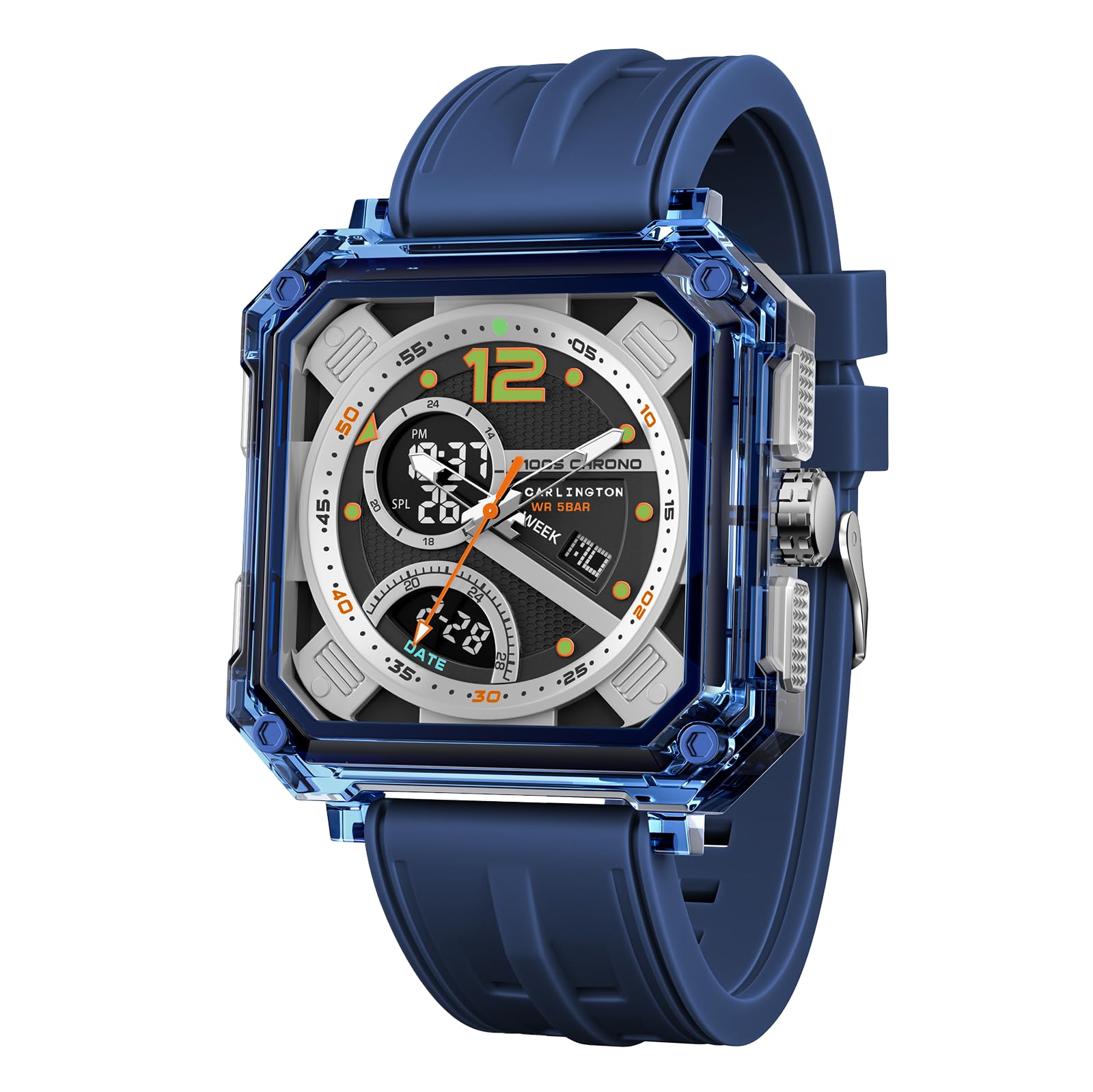 Velocity Series Analog-Digital Sports Watches for Men and Boys with Alarm, Stopwatch, Backlit Display, Dualtime, Silicone Rubber Strap, Water & Shock Resiatant - CT_8121-image-14