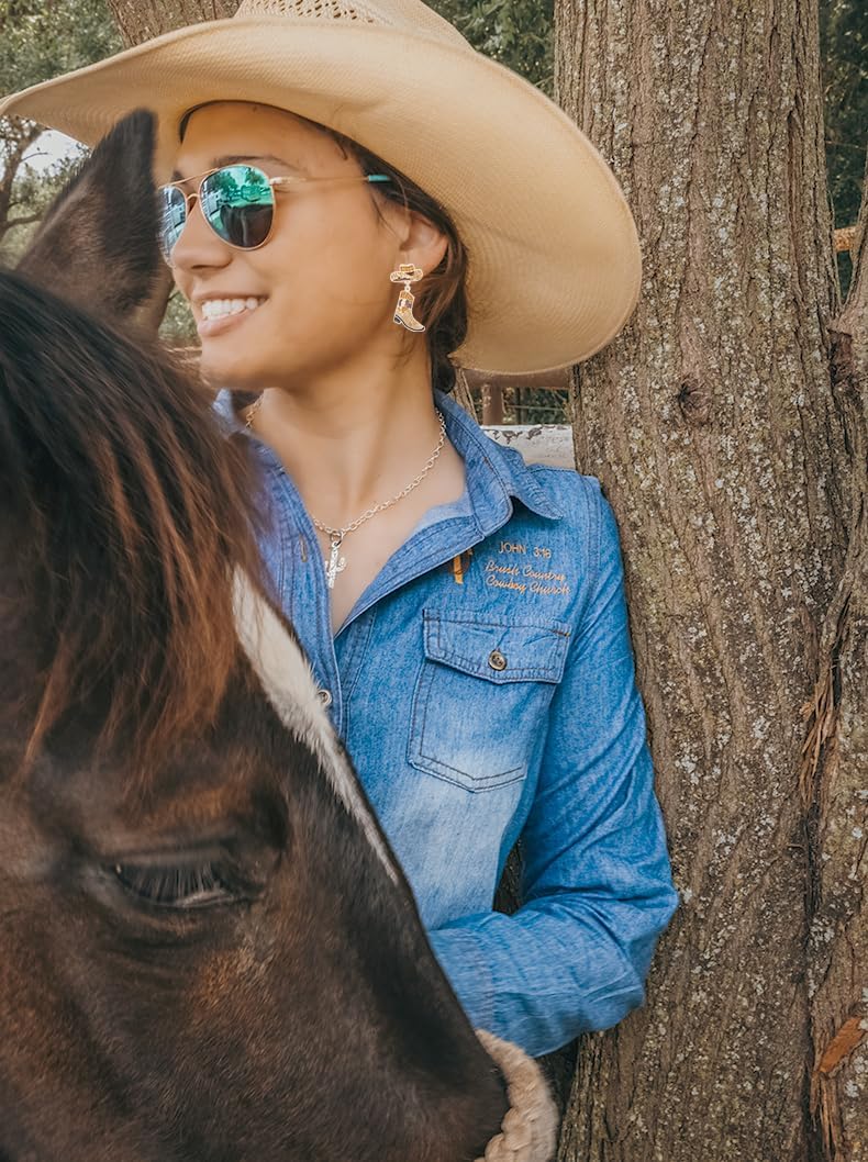 Rhinestone Western Boots Dangle Drop Earrings for Women, Boho Cowgirl Cowboy Enamel Hat Boot Earrings Country Concert Party Outfits Jewelry Gift - Image 6