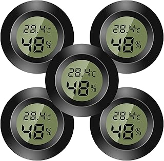 Lot de 5 mini thermomètre environnement intérieur numérique, hygromètre numérique, moniteur de température et d'humidité pour maison, crèche, incubateur de guitare reptiles serre de voiture, noir