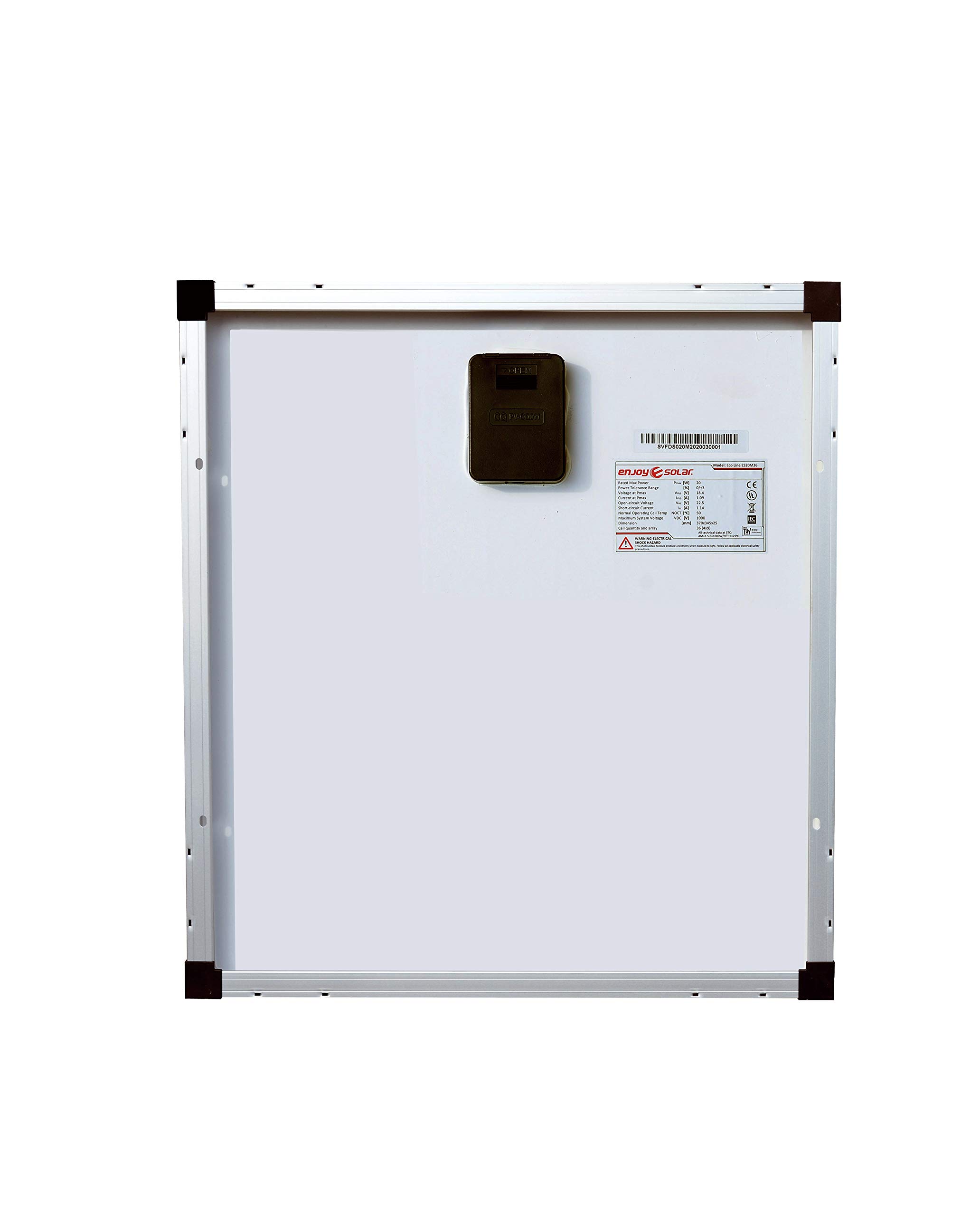 Enjoy solar Poly 20 W 12V Pannello solare policristallino Modulo solare fotovoltaico Ideale per camper, abitazioni da giardino, barca