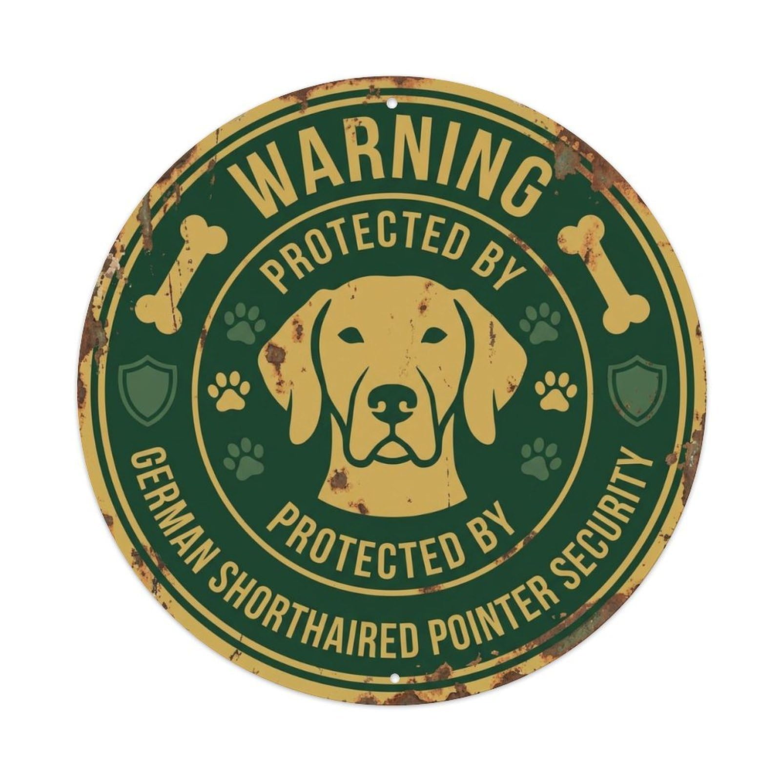 German Shorthaired Pointer Security Warning Badge Metal Tin Sign