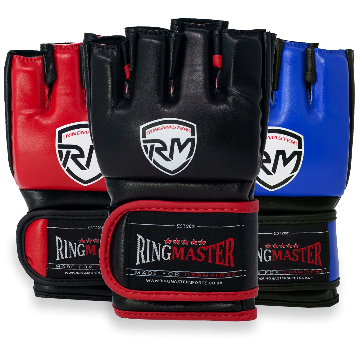 RingMaster Warrior Series MMA Gloves Bag Half Finger Training Mitt Grappling Punching Martial Arts