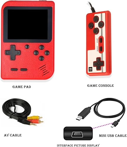 Miniatura 5 de Consola de juegos portátil retro, pantalla LCD de 3 pulgadas, consola de videojuegos portátil con 500 juegos clásicos, batería recargable de 1020