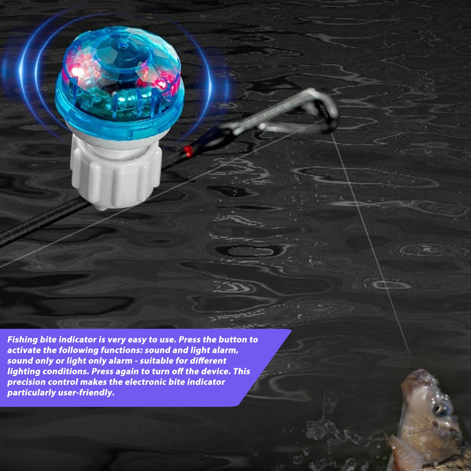 Détecteur de touche électronique LED 4 pièces avec capteur de mouvement pour pêche
