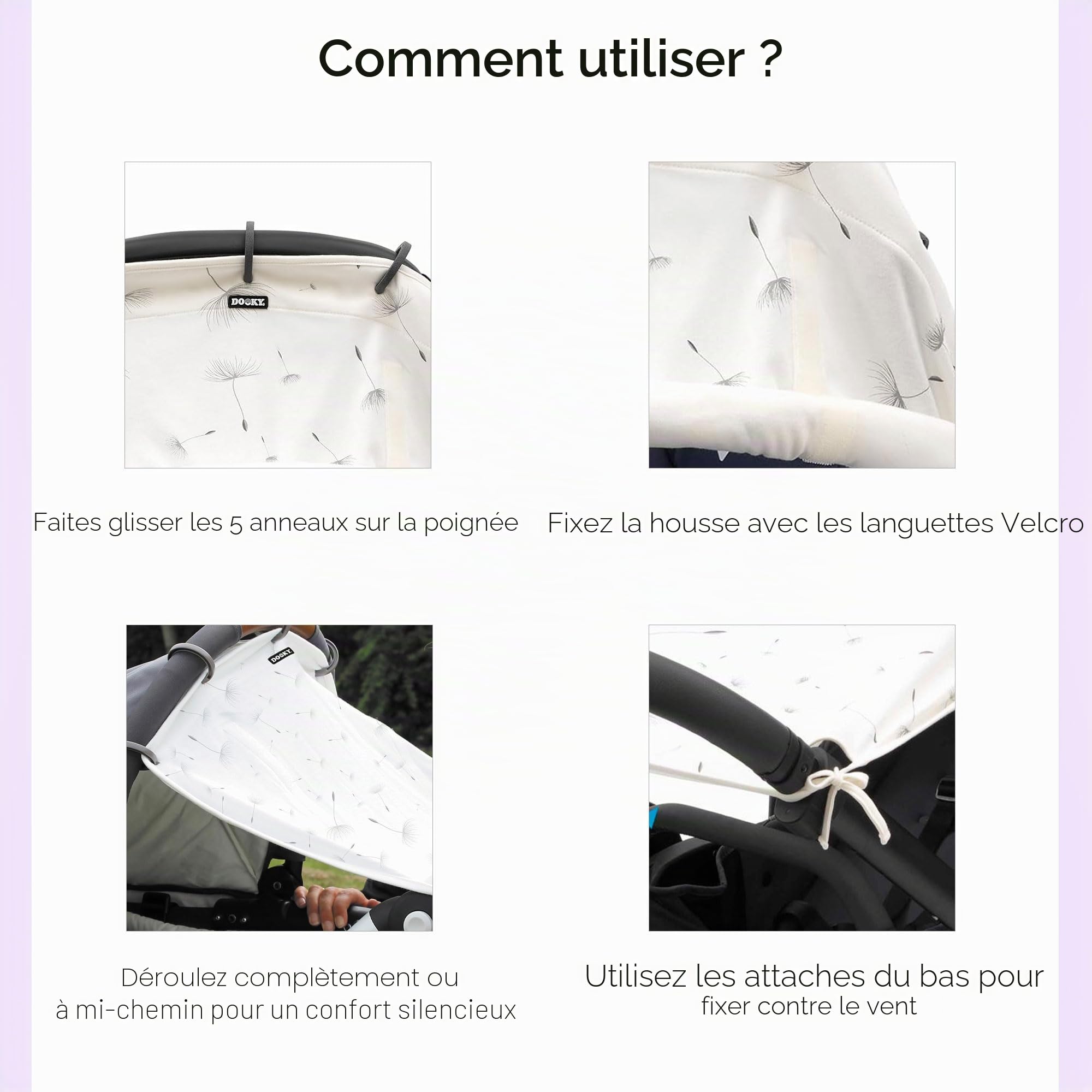 Dooky Universal Cover Dandelion Protection solaire sièges auto UV SPF 40+ TÜV blanc