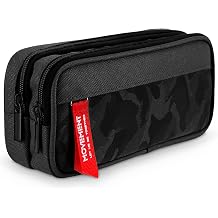 Large Pencil Case for Boys and Girls, Lightweight Triple Pockets Pencil Cases with Big Compartments for School Stationary, Camouflage Black