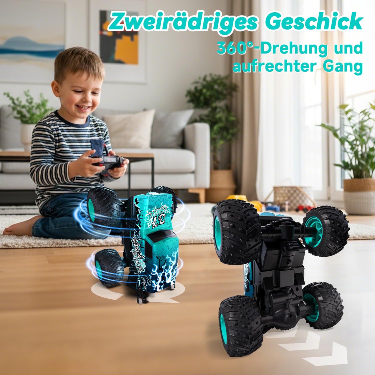 Halloween Monster Truck Remote Controlled, 1/20 Monster Truck with Upright Walking and 360° Rotation - Image 3