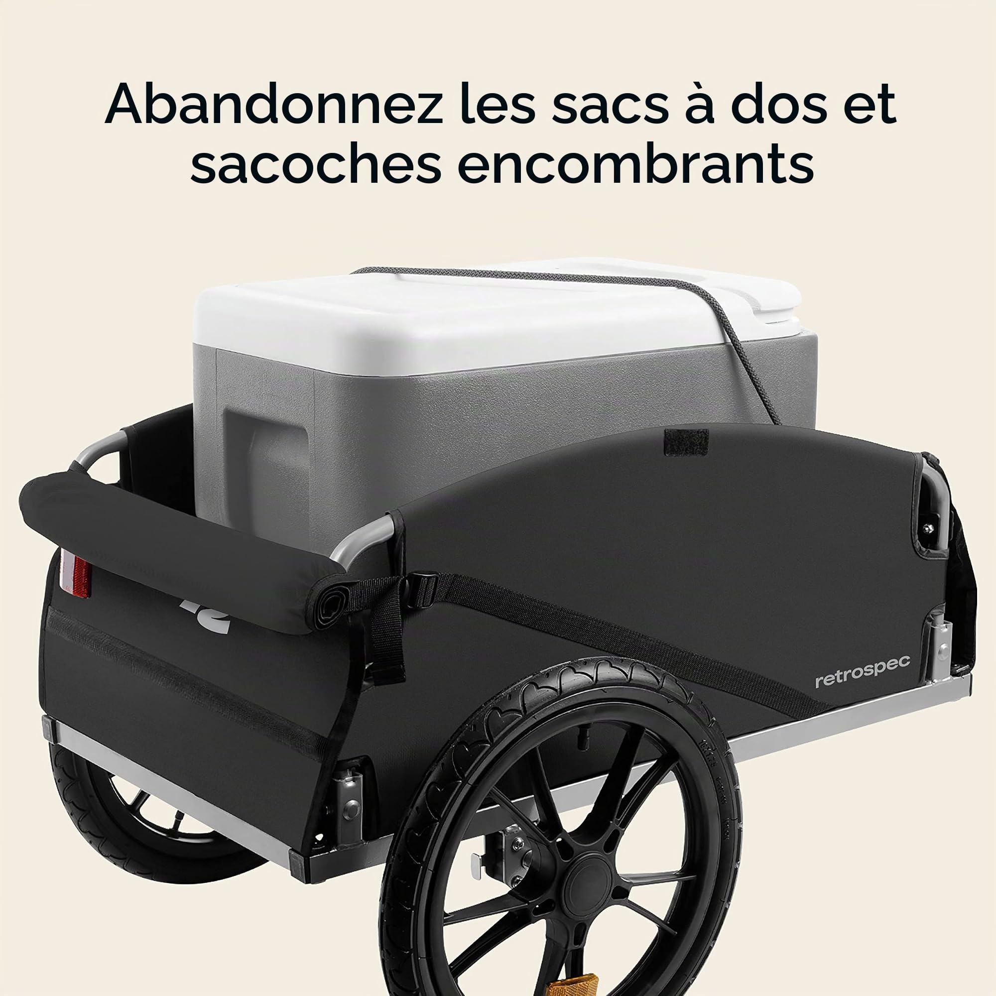 Retrospec Rover Hauler Remorque de vélo Cargo avec Cadre Pliable et Tissu résistant aux intempéries, Grand Porte-Bagages, Convient aux Roues de vélo de 20" à 29"