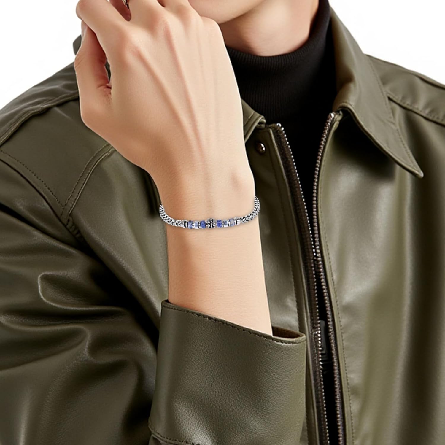 Stainless Steel Beaded Bracelets for Men&Women,Valentines Birthday Annivesary Christmas Jewelry Gifts for Lover Father Mother Friends,Casual Trendy Beaded Bracelets Cool Adjustable Size - Image 7