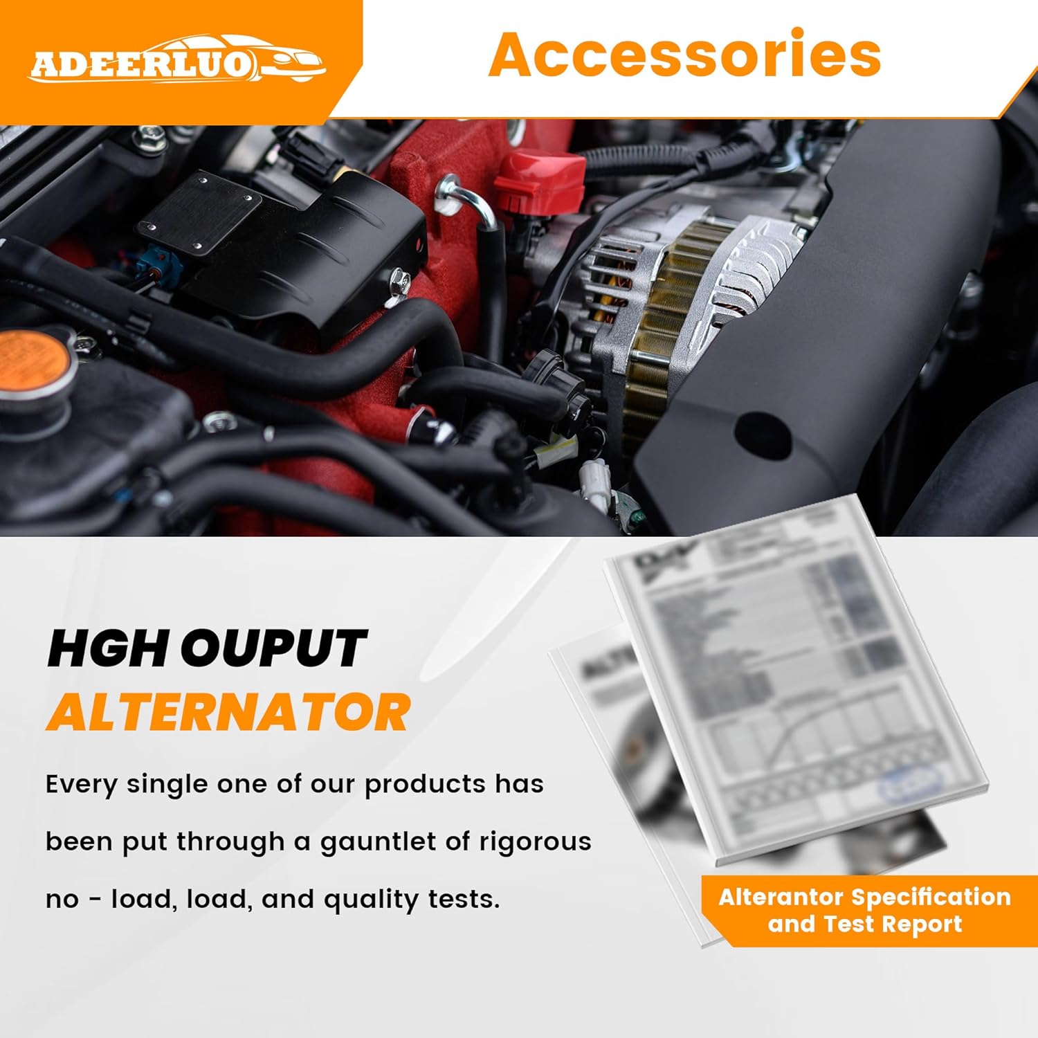 High Output Alternator for Wrangler 2012 2013 2014 2015 2016 2017 2018 Wrangler JK 2018 V6 3.6L Replacement Alternators 160Amp 12V CW 6-Groove Pulley 421000-0810 11584N 68078950AA 90295783
