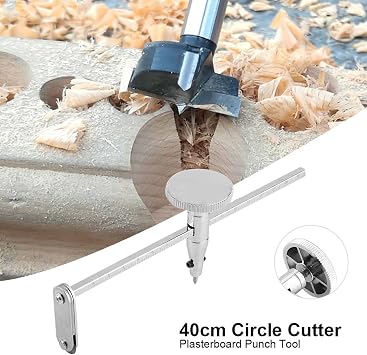 Jadeshay Drywall Circle Cutter Tool, 40cm Adjustable Drywall Compass Cutter Plasterboard Punch Tool for Plasterboard Notching