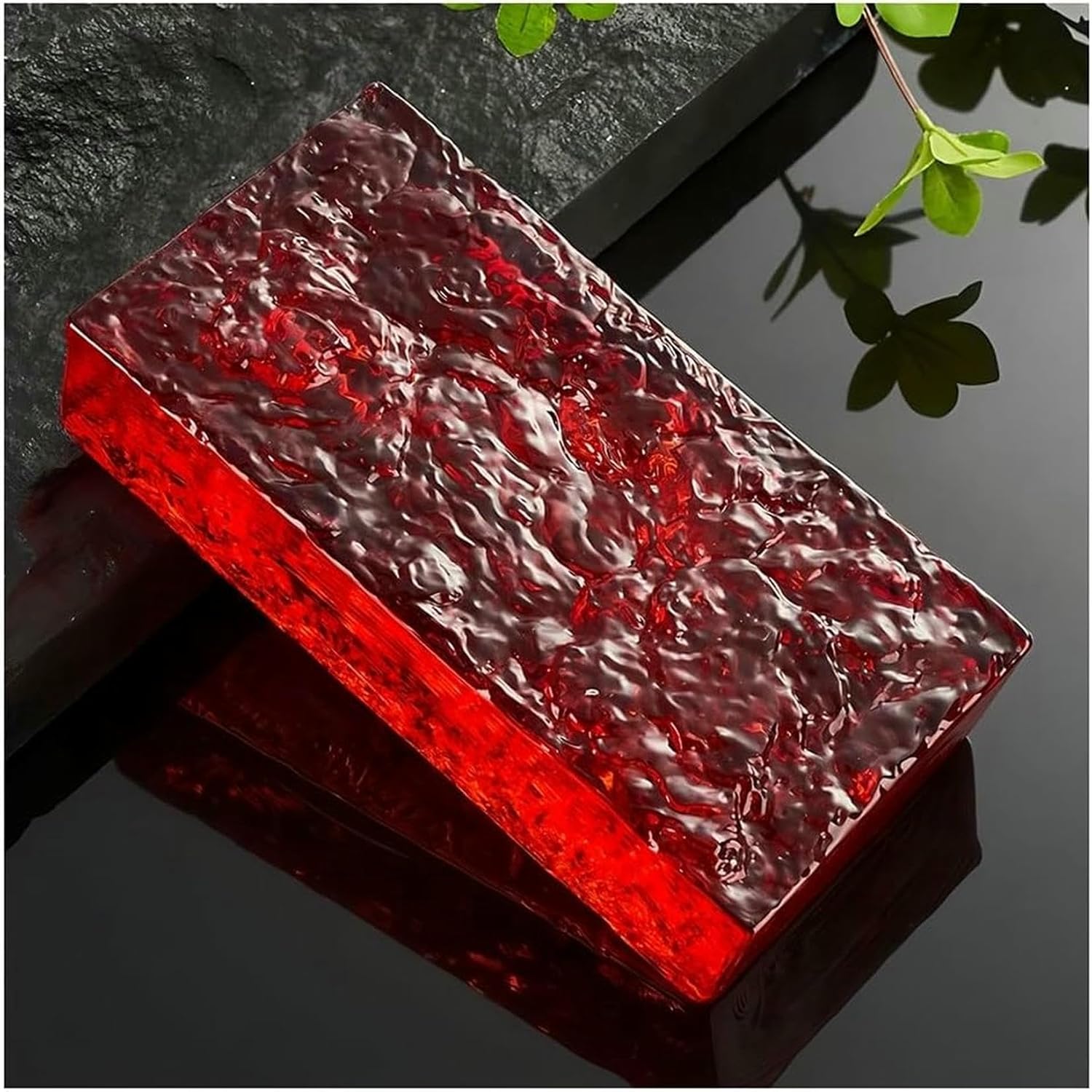 High Transparency Glasses Brick with Ice Crystal Textural, Solid Double-Sided Crystal Bricks, Rectangular Transparent Crystal Bricks, for Modern Office