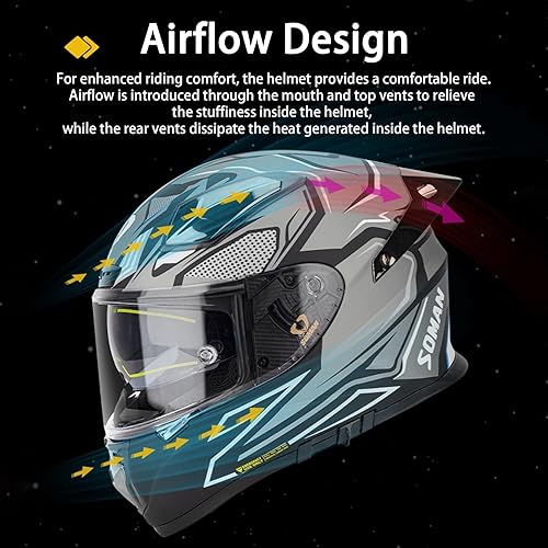 Miniatura 4 de Cascos Bluetooth de cara completa para motocicleta, cascos para motos aprobados por DOT, viseras antivaho abatibles, casco de motocicleta para