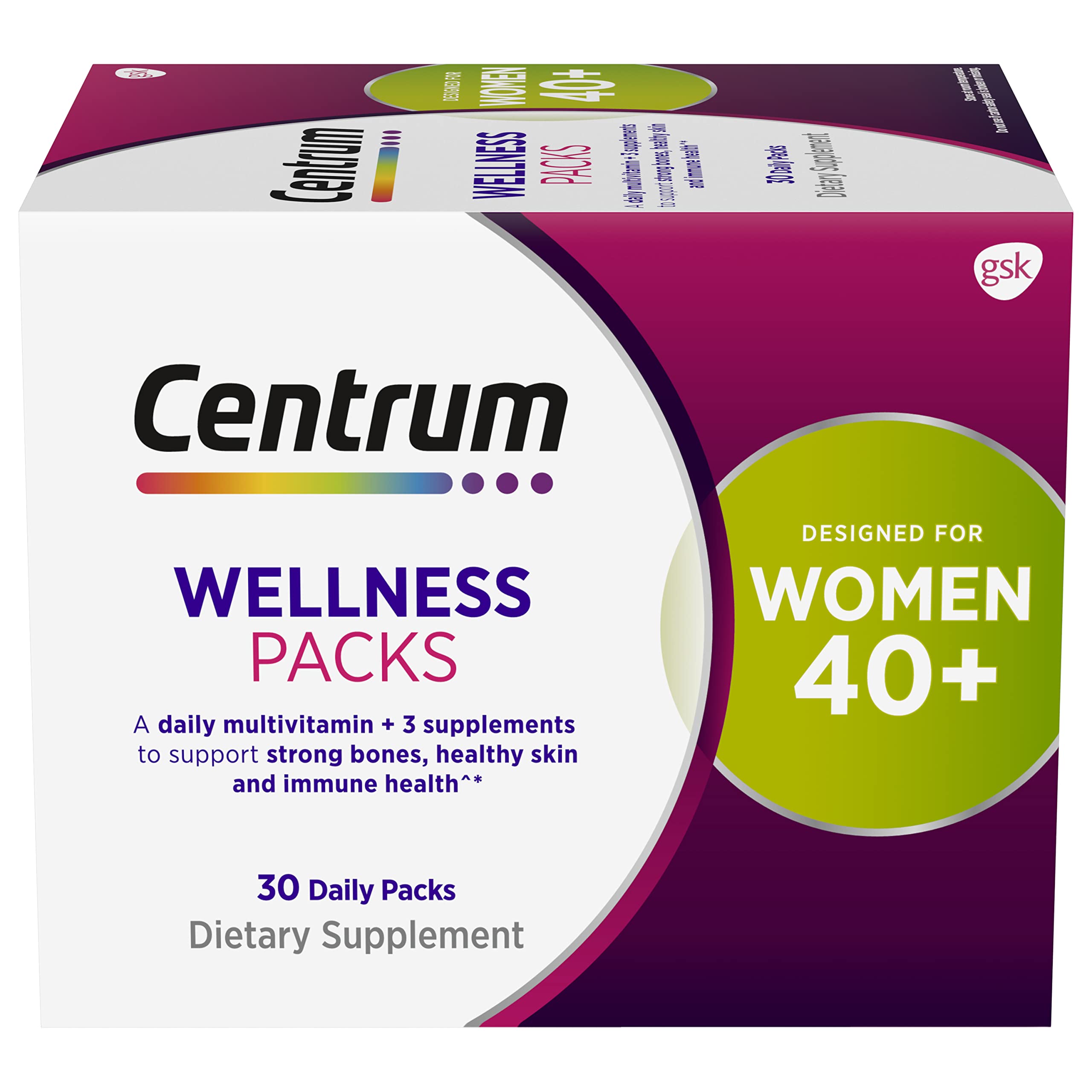 Centrum Wellness Packs Daily Vitamins for Women in Their 40s, Women’s Vitamins with Complete Multivi