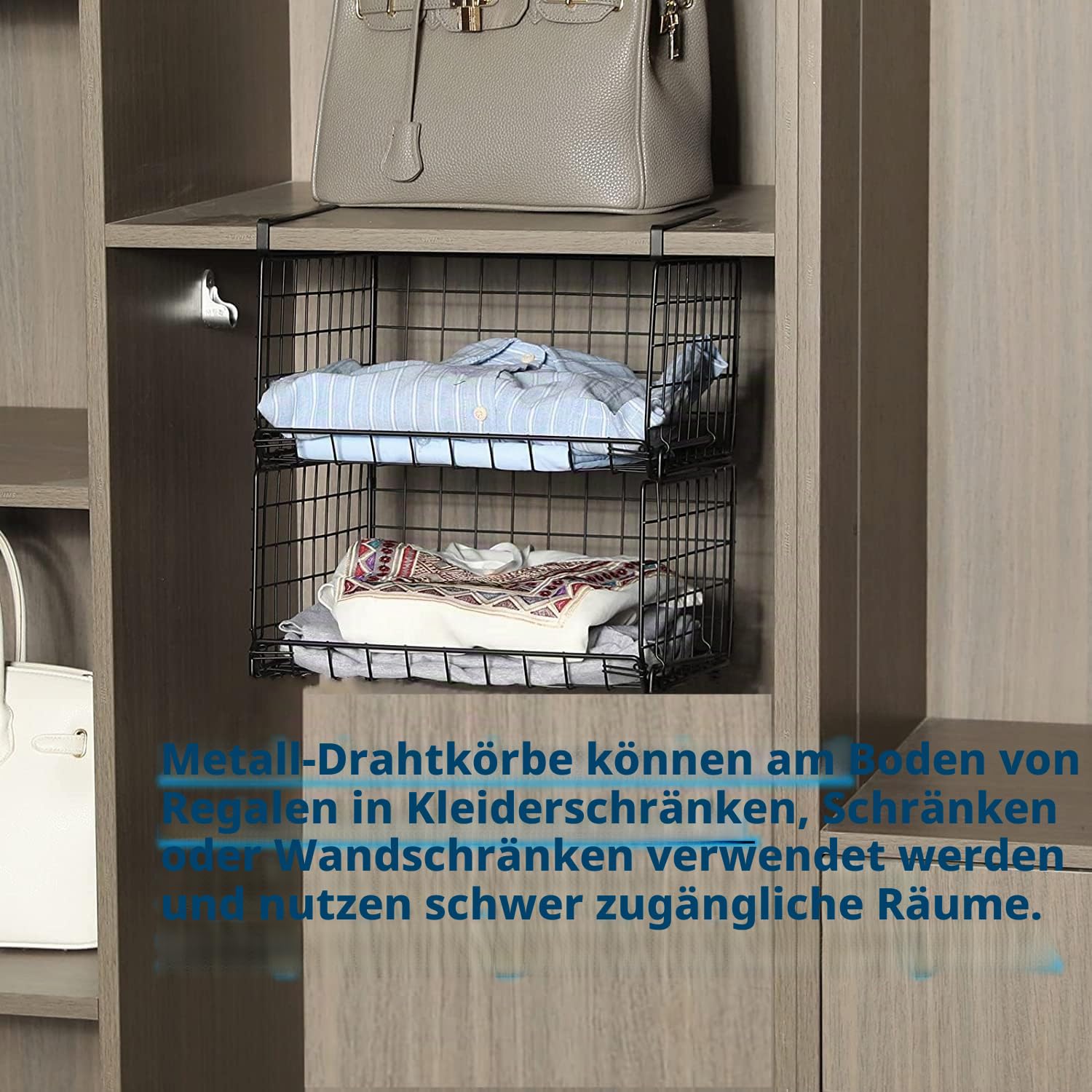 Aufbewahrungskörbe unter dem Regal, 2 Stück – 31,9 cm großes Metall-Unterschrankregal, hängende Drahtkorbregale, Unterregal-Aufbewahrungskorb für Bücherregal in der Küche, Speisekammer