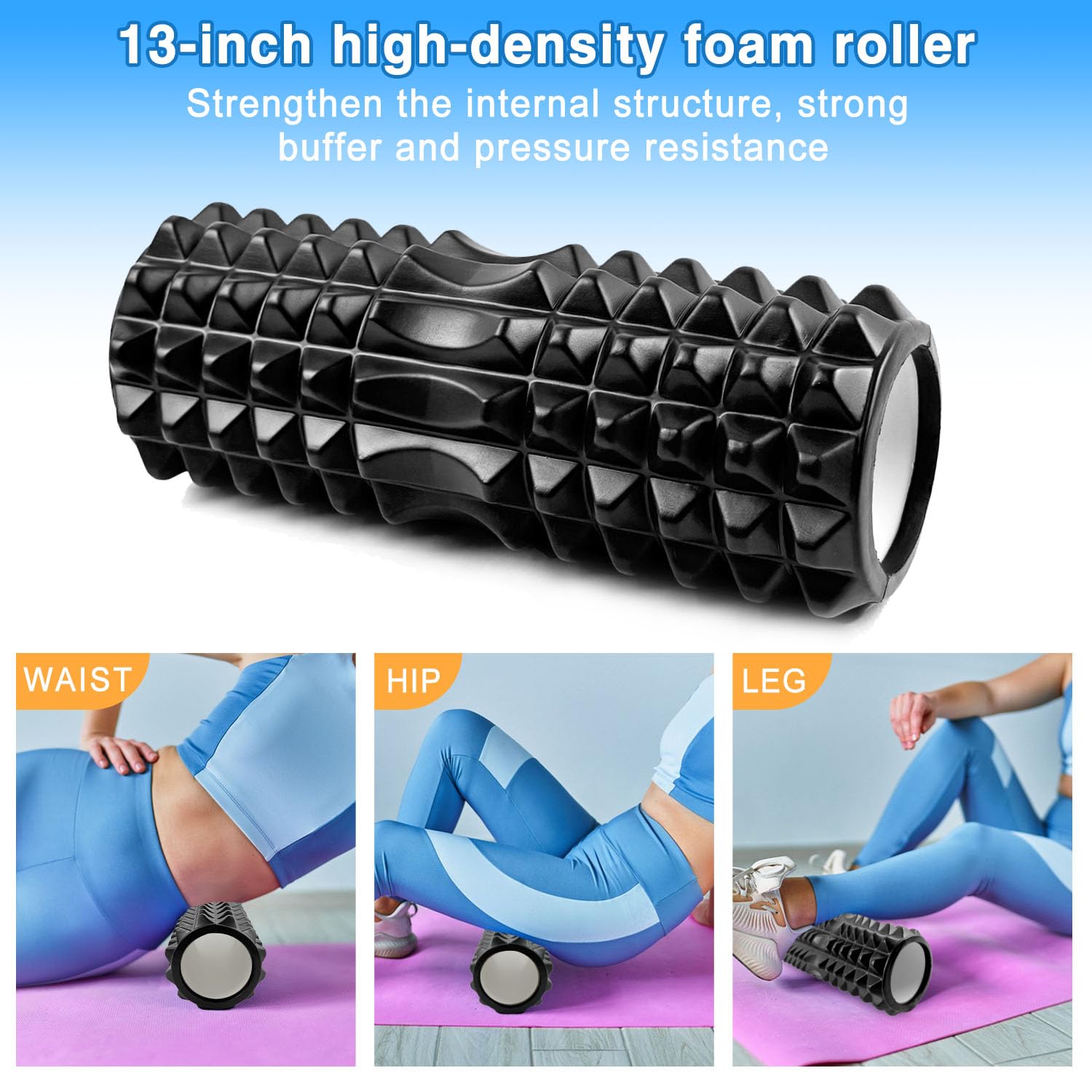 Rullo Massaggio Muscolare, Foam Roller, Roller Pilates, rullo massaggiante per mobilitazione della schiena mirata, rullo in schiuma per yoga, pilates e fitness, ideale per atleti e impiegati in