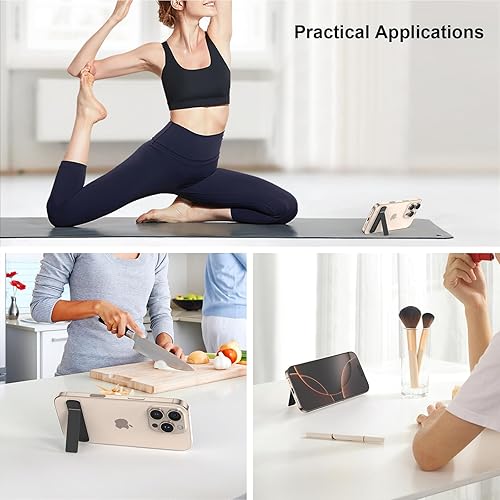 Miniatura 3 de DOB SECHS Funda delgada con función atril para teléfono, juego de 2 soportes universales para teléfono celular, soporte de metal ultrafino para