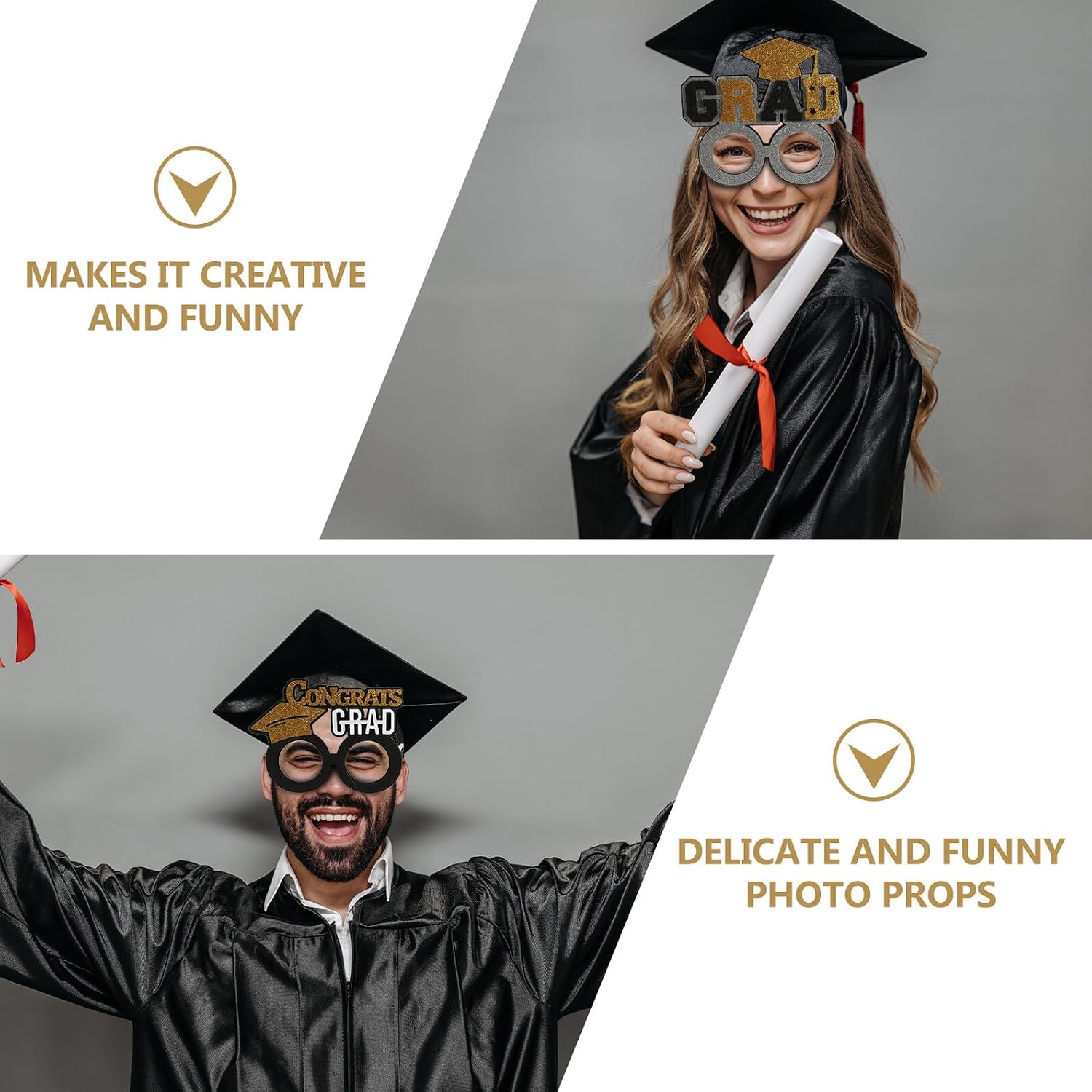 Graduation Party Photo Props Glasses Set 6pcs Cap-Shaped Eyewear Graduation Season Accessories for Fun Photo Booth and Celebration Decor