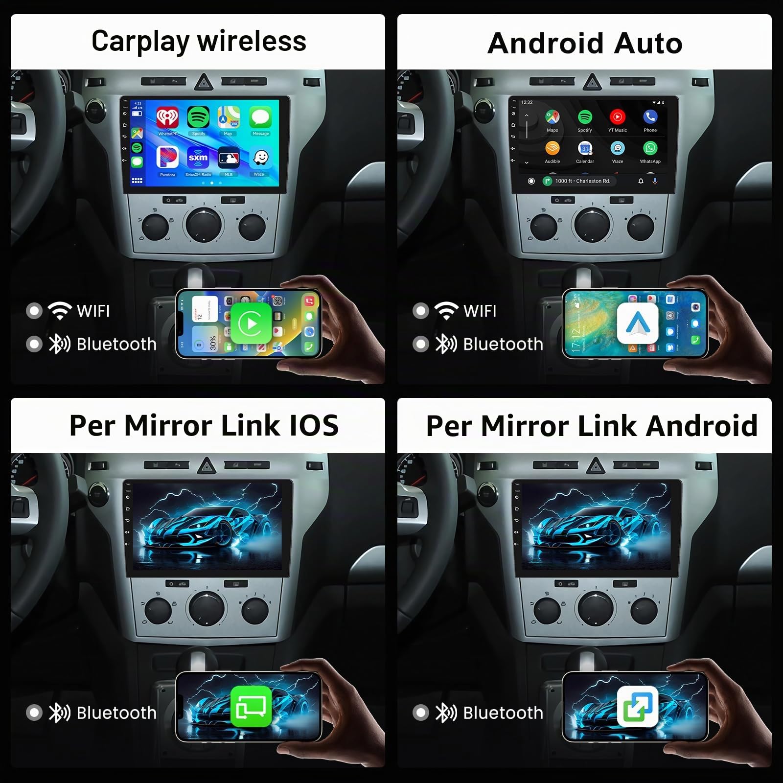 2GB 64GB Android Autoradio per Opel Astra/Zafira/Antara 2006-2010 Radio Wireless Carplay Android Auto, Hodozzy 9 Pollici Touch Screen, Navigazione GPS WiFi, Bluetooth,FM/RDS EQ, 2 Din Radio per Opel
