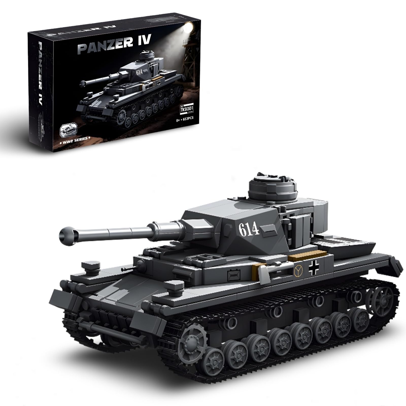 Ebortsin Military Tank Building Set for Adults, WW2 Panzer IV Tanks Building Blocks Toy, 653 PCS Army Tank Toys Building Kit, Home Office Decor Gift for Military Enthusiasts — image 1