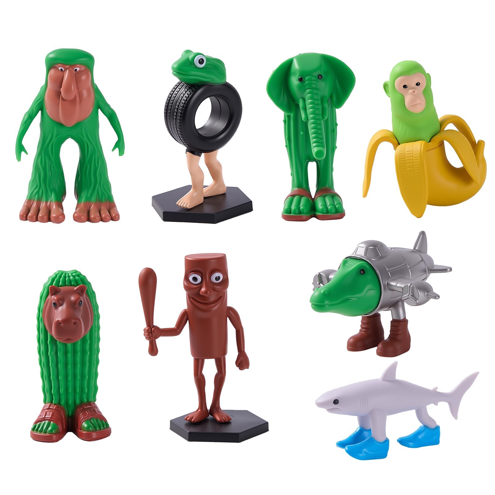 8Pcs Italian Brainrot Action Figures Set Tung Tung Tung Sahur Figures 3D Printed Tralalero Tralala Desk Toy Funny Collectible Figures, Creative Home Deco Gifts for Fans Colleagues Friends