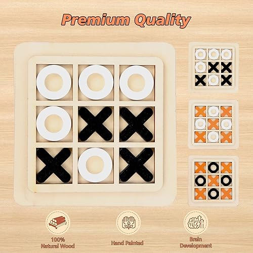Miniatura 3 de Juegos de mesa de madera, juguetes de escritorio, paquete de 3 unidades clásicas para niños de familia Tic Tac Toe juguete educativo