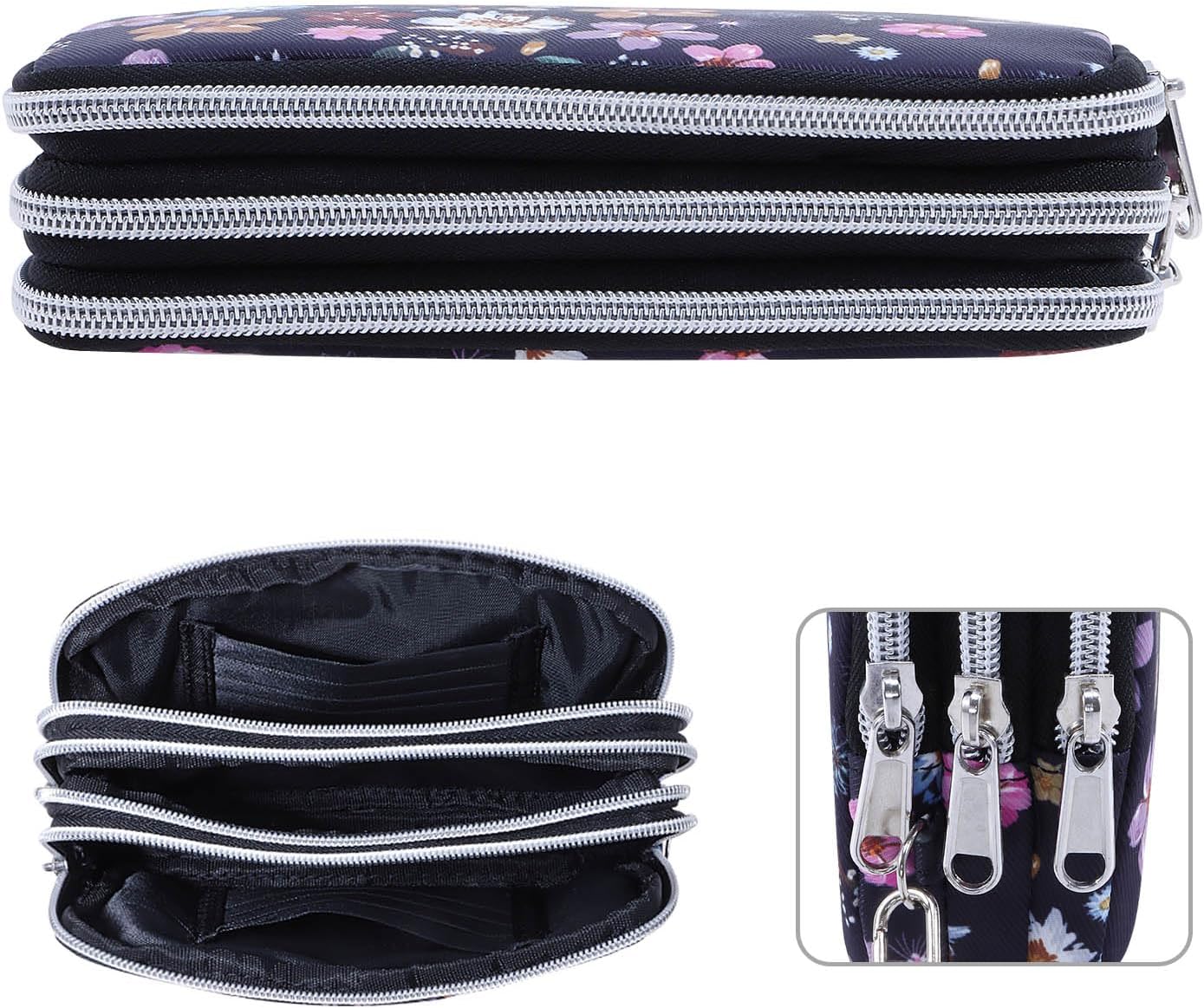 Cellphone Wristlet Wallets for Women Large Capacity Clutch Purse 3 Zipper Compartments 6 Card Slots Anti-water Handbag - Image 5