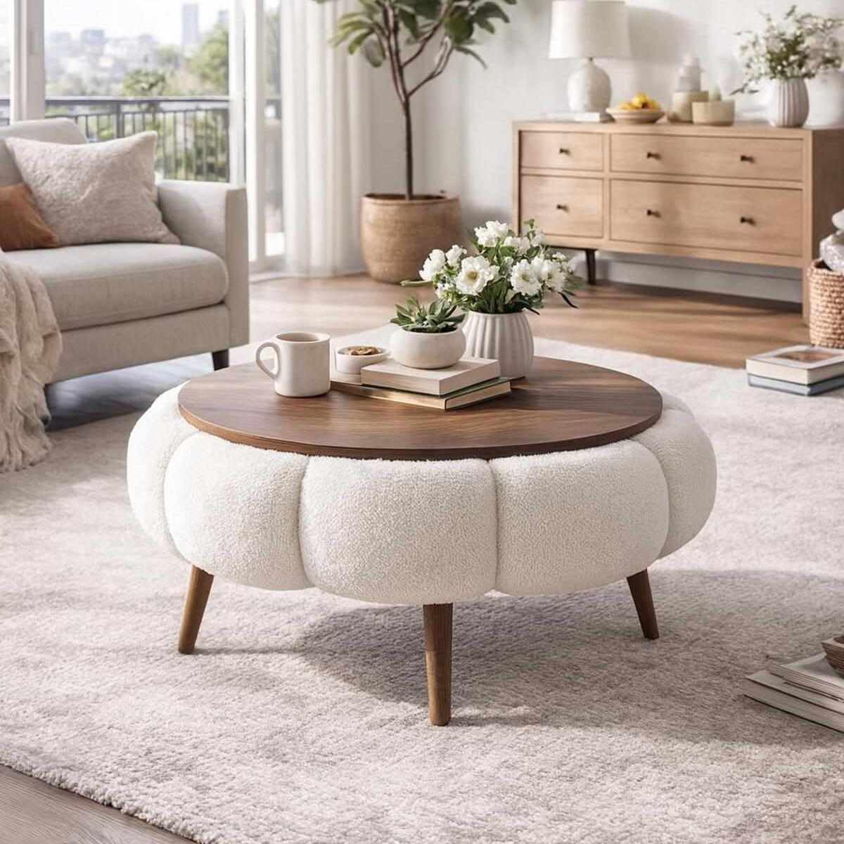 Habitat et Jardin Table Basse en Bois Papatya 60" - 60 x 60 x 44 cm - Blanc