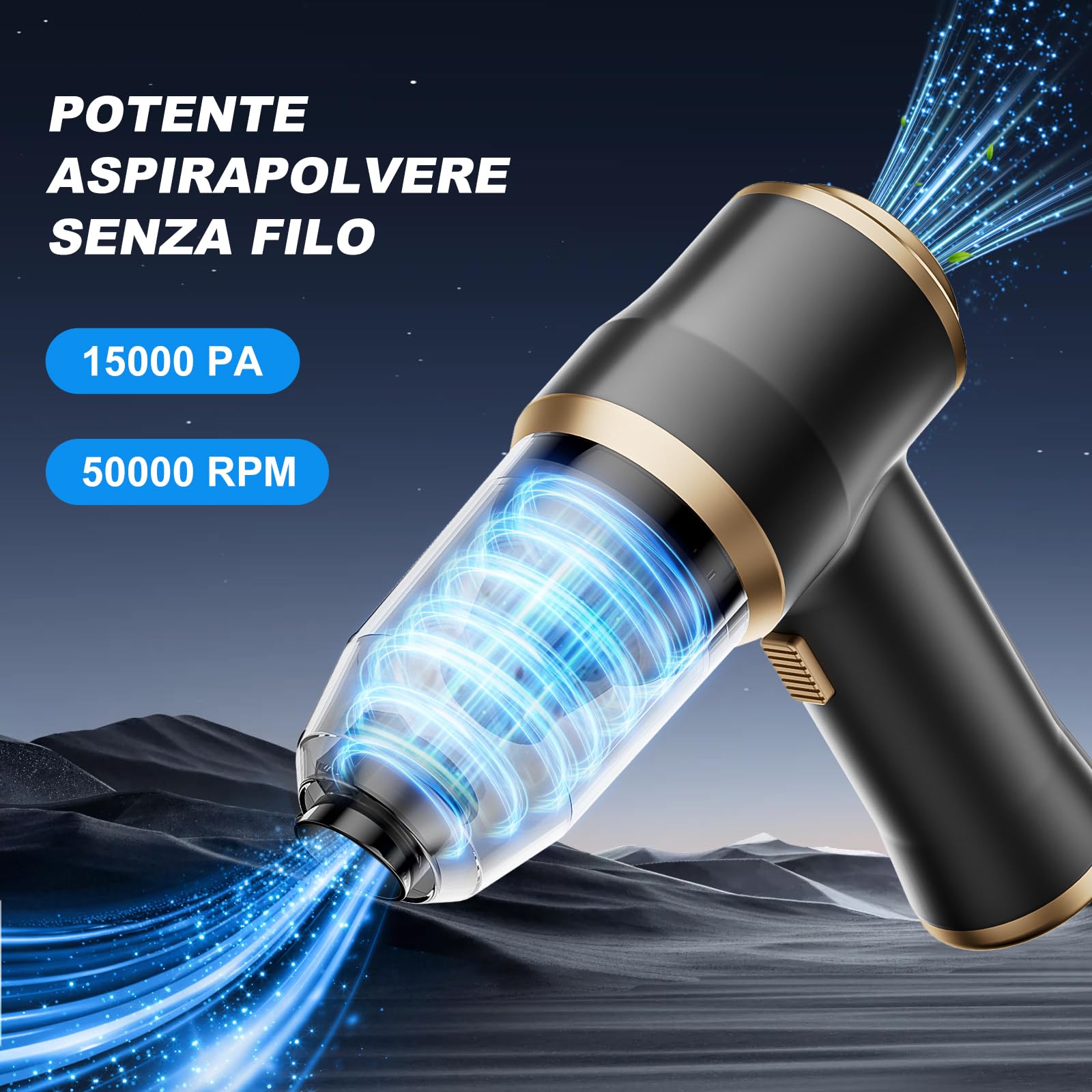 Mini aspirapolvere portatile senza fili per auto, ricaricabile, con display LCD e ugelli multipli, ad alta potenza, per auto, casa, ufficio, divano, peli di animali domestici, tastiera