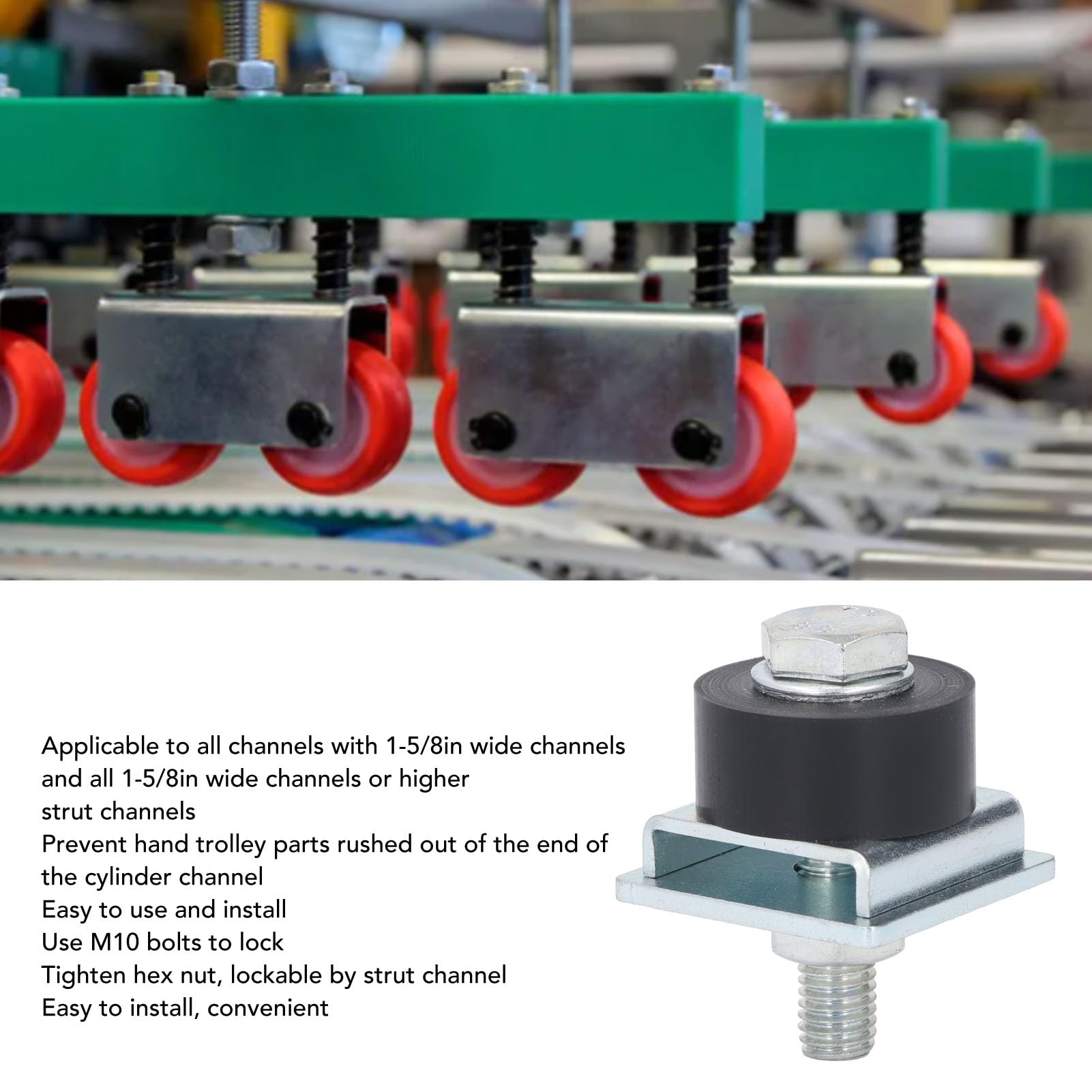 2Pcs Trolley Roller Wheels Stainless Steel Strut Channel Roller Wheels Limit Assembly Positioning for 1?5/8in Width Strut Channel Beam Supplies