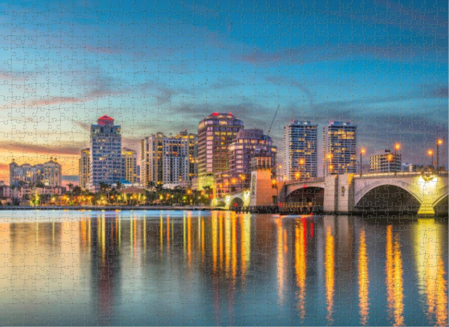 500 Pieces Puzzle for Adults West Palm Beach Florida Skyline Puzzles Family Fun and Casual Beginner Puzzles Educational Game Puzzle