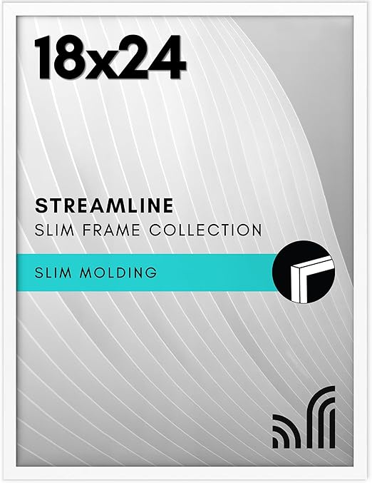 Americanflat 18x24 Poster Frame with Polished Plexiglass - Streamline Collection - Thin Border Picture Frame for Wall Display - Hanging Hardware Included - White