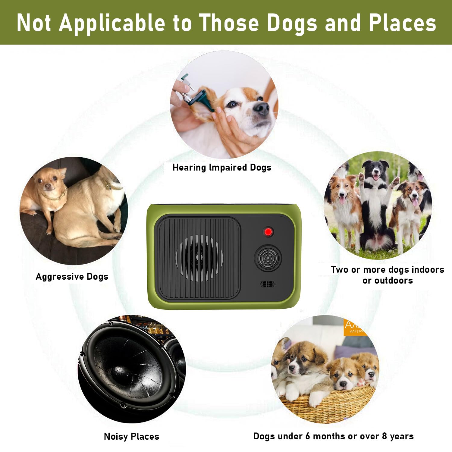 Ultrasons pour Chiens 2025,sans Danger Anti-aboiement pour Chiens de Petite Taille Moyenne Grand intérieur extérieur, Appareil Anti-aboiement à ultrasons Rechargeable