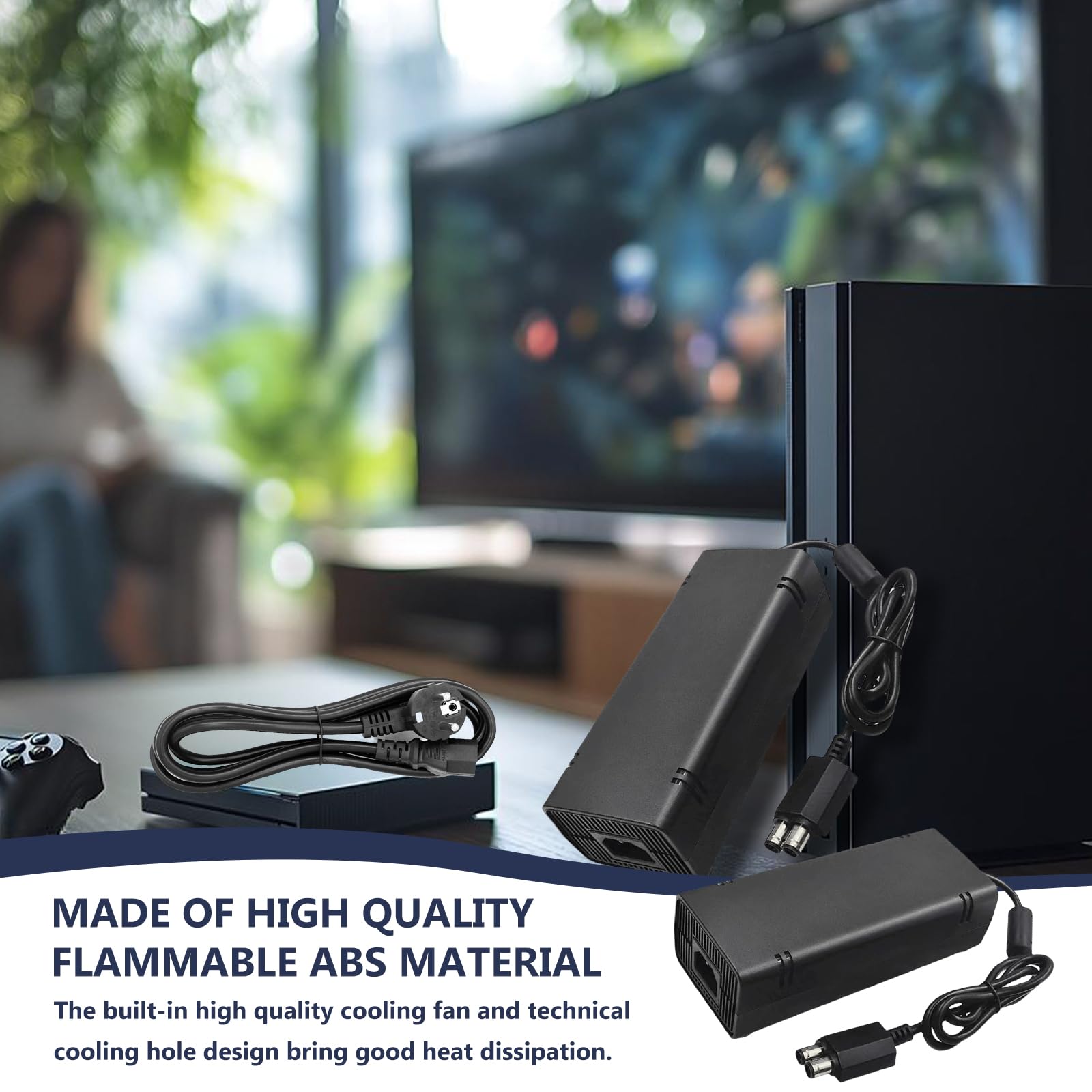 Cavo di alimentazione per Xbox 360 Slim: alimentatore da 135 W con cavo di alimentazione per Microsoft Xbox 360 Slim, alimentatore di rete, adattatore di alimentazione AC, indicatore LED AC